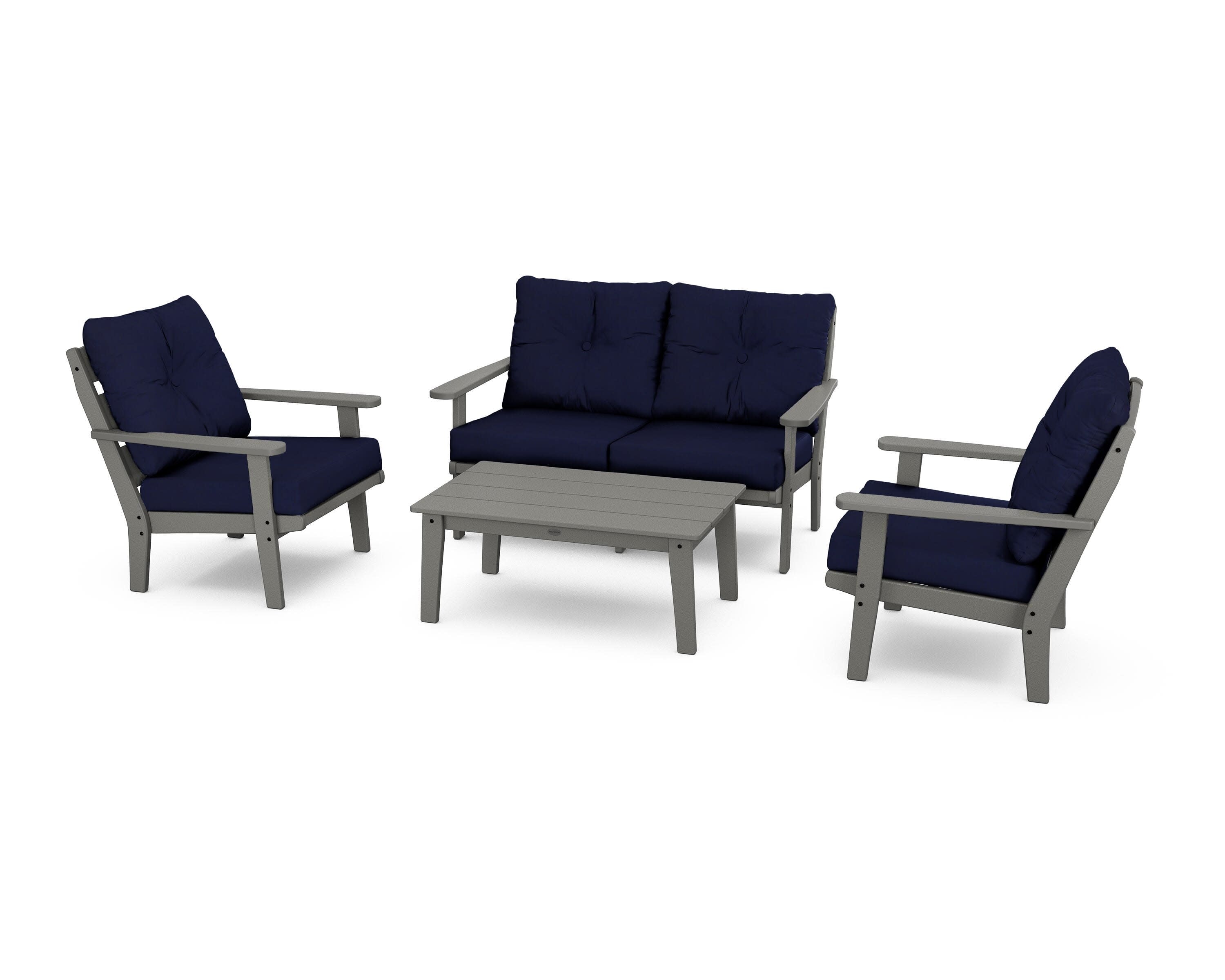 Lakeside 4-Piece Deep Seating Set in Slate Grey / Navy