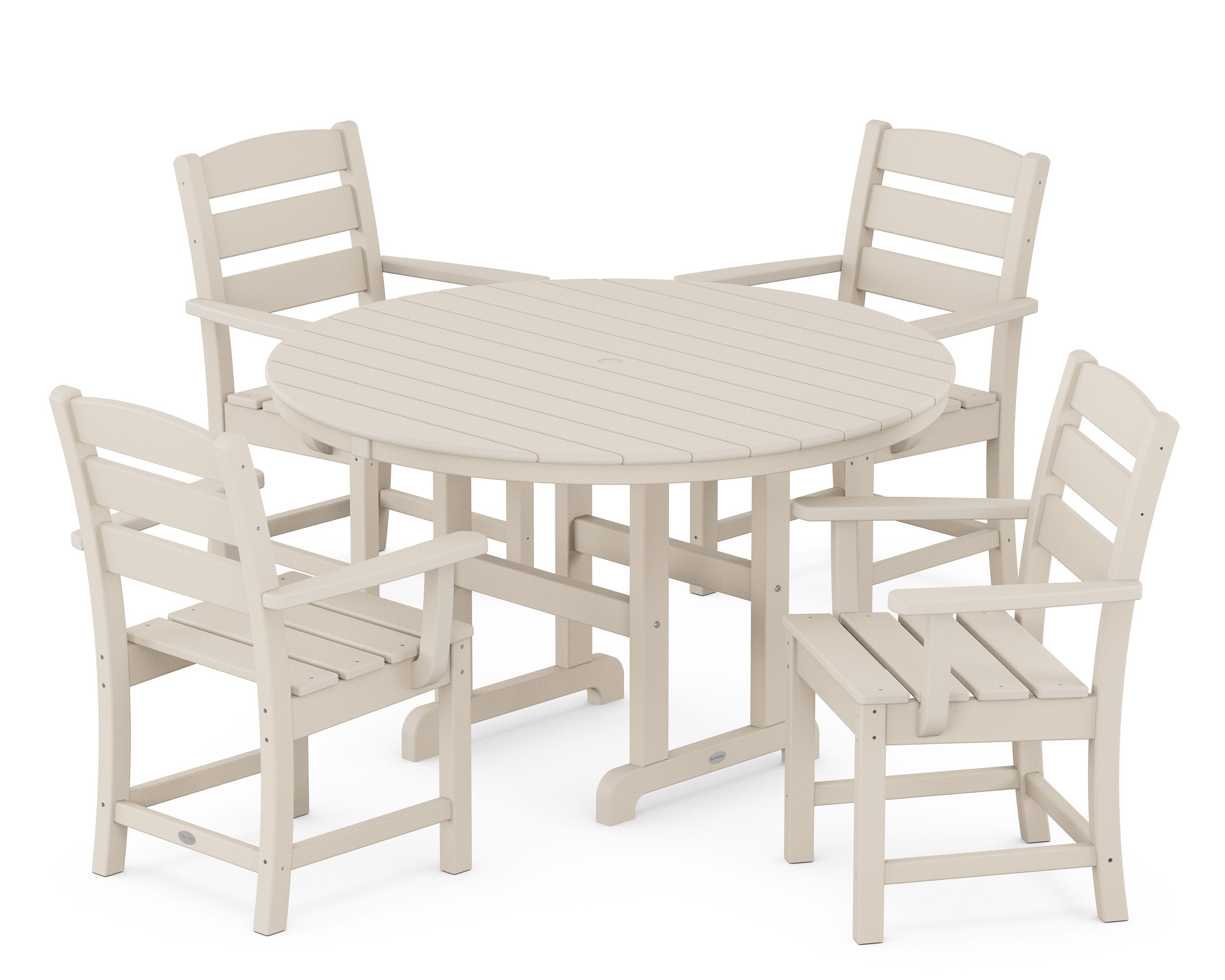 Lakeside 5-Piece Round Farmhouse Dining Set in Sand