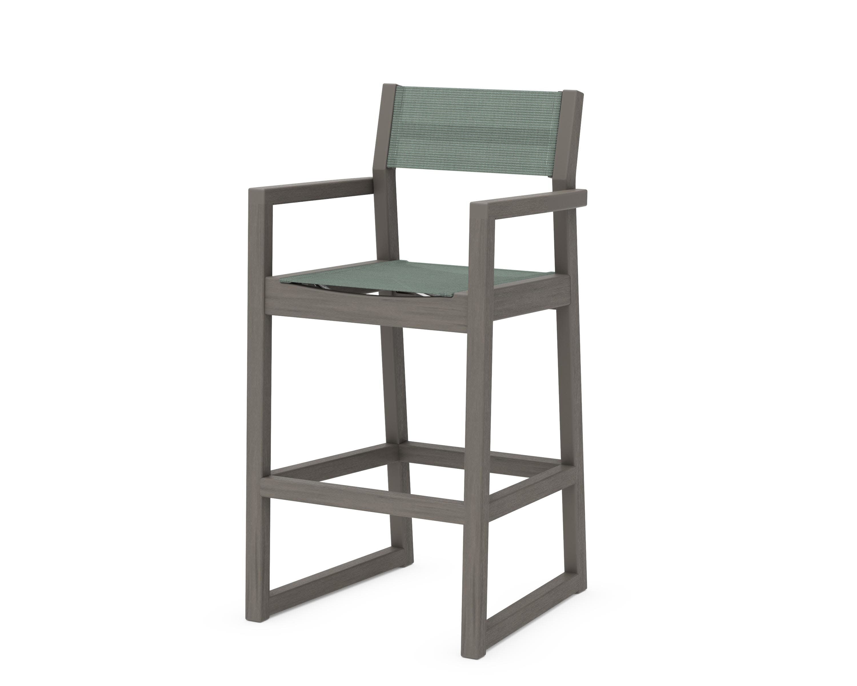 EDGE Sling Bar Arm Chair in Driftwood / Dupioni Sea Mist Sling