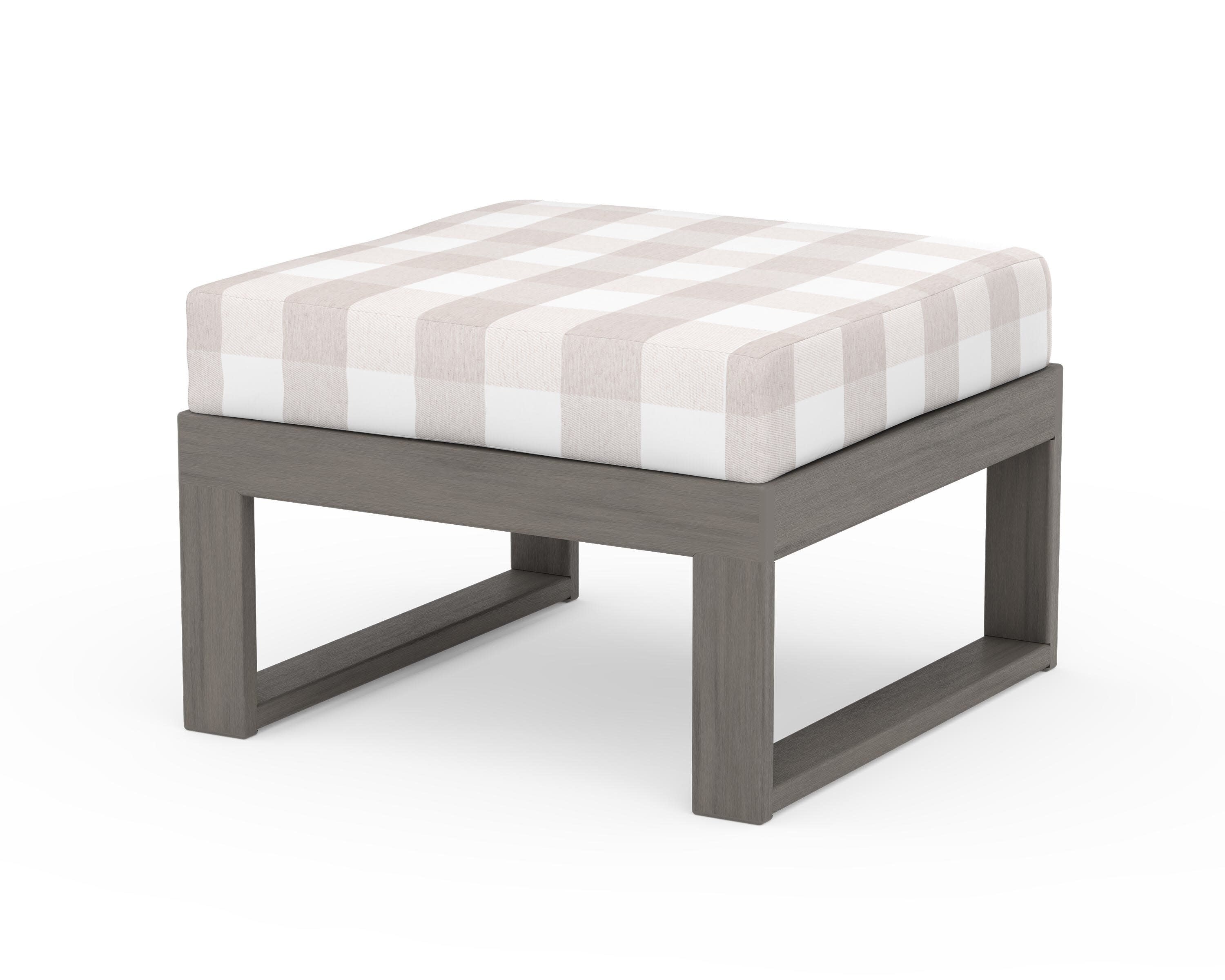 Modular Ottoman - Modern in Driftwood / Buffalo Plaid Dune Burlap