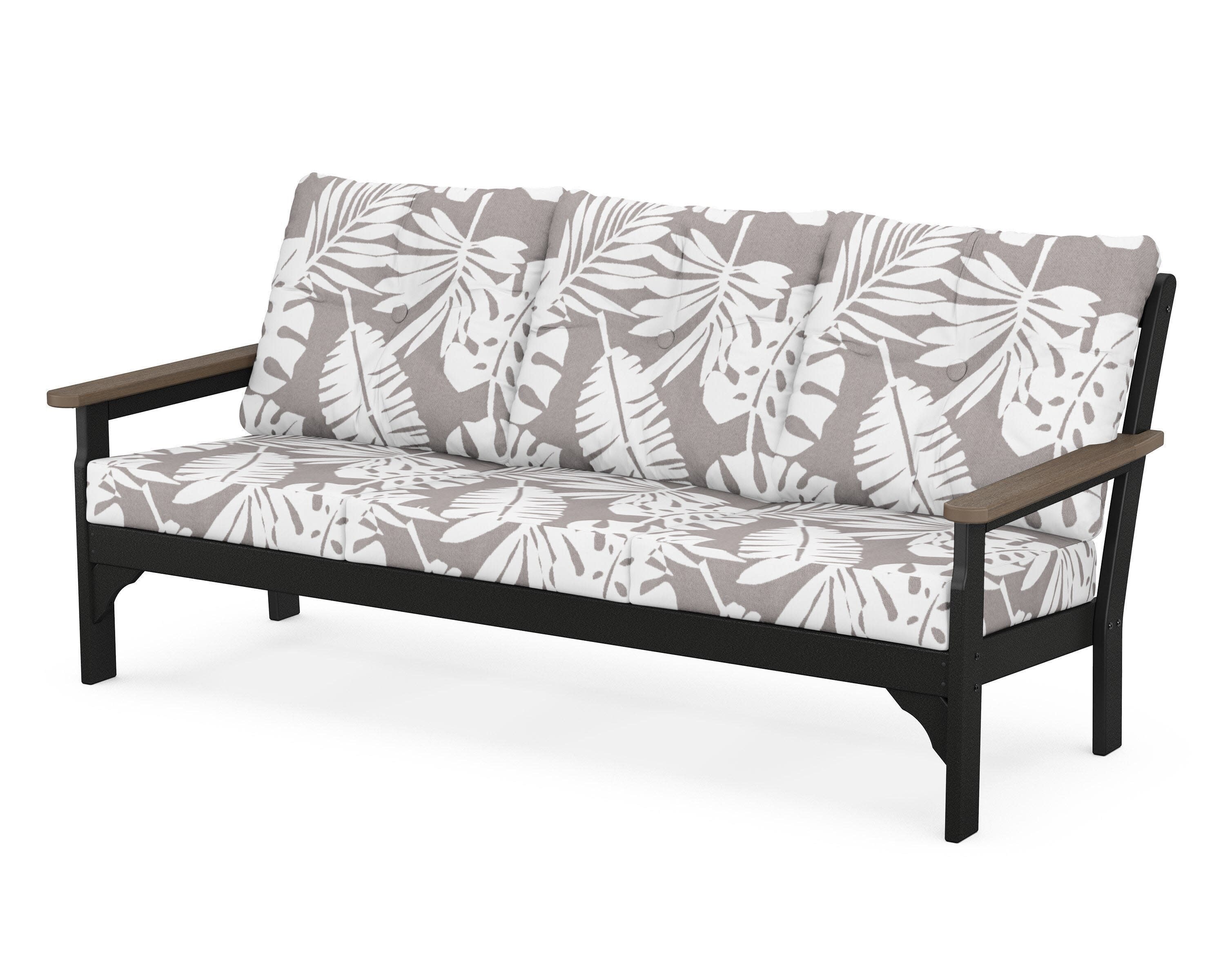 Vineyard Deep Seating Sofa in Black / Kona / Leaf Grey Mist
