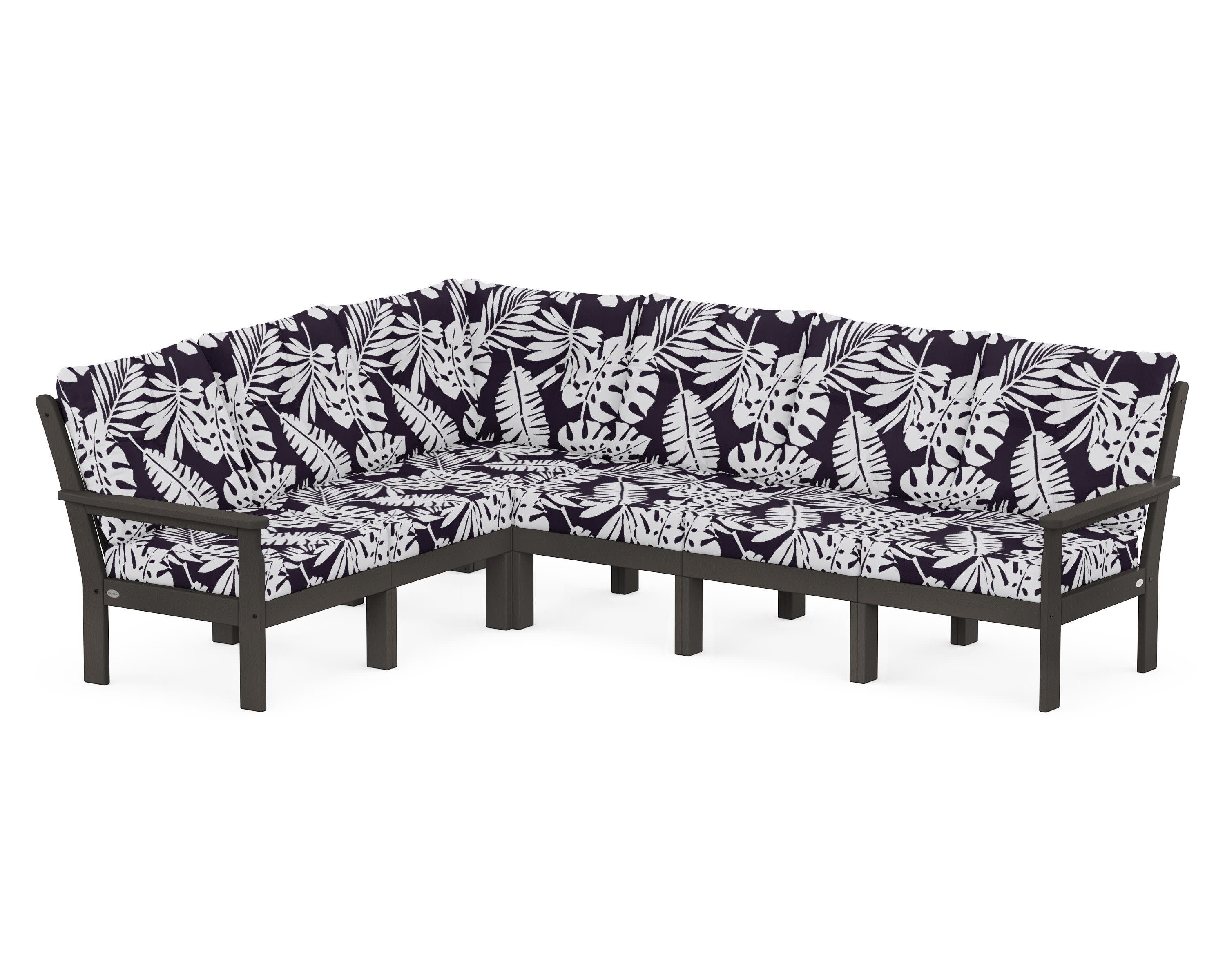 Vineyard 6-Piece Sectional in Vintage Coffee / Leaf Navy