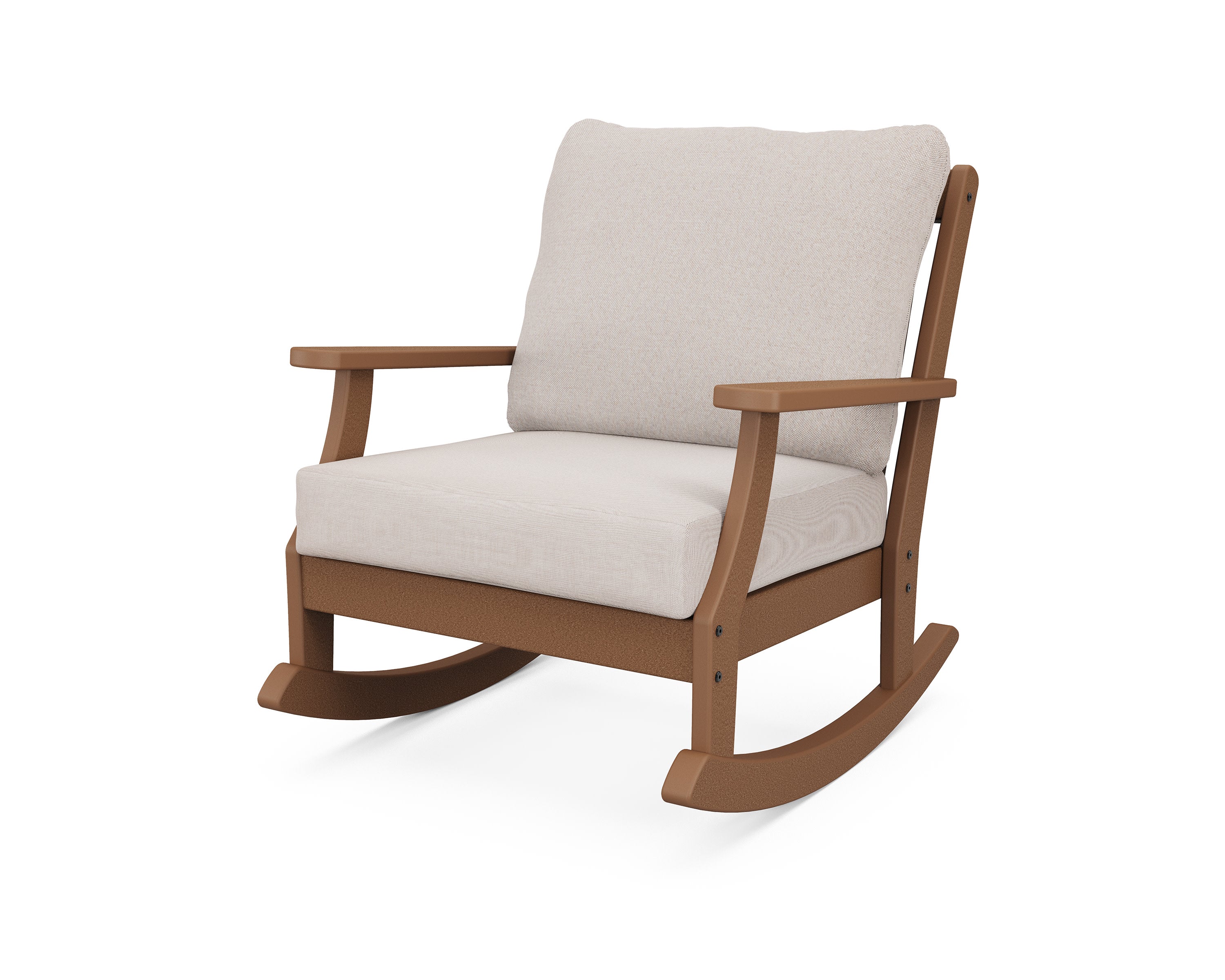 Braxton Deep Seating Rocking Chair in Teak / Dune Burlap
