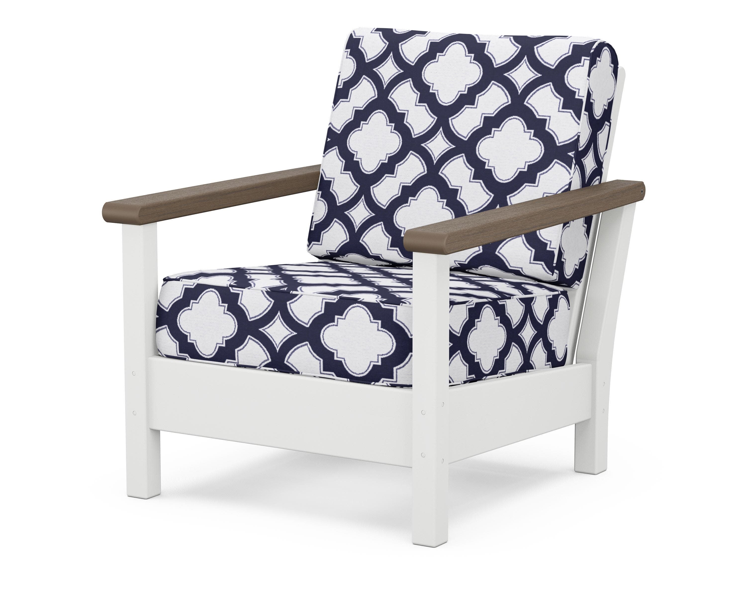 Harbour Deep Seating Chair in White / Kona / Trellis Navy