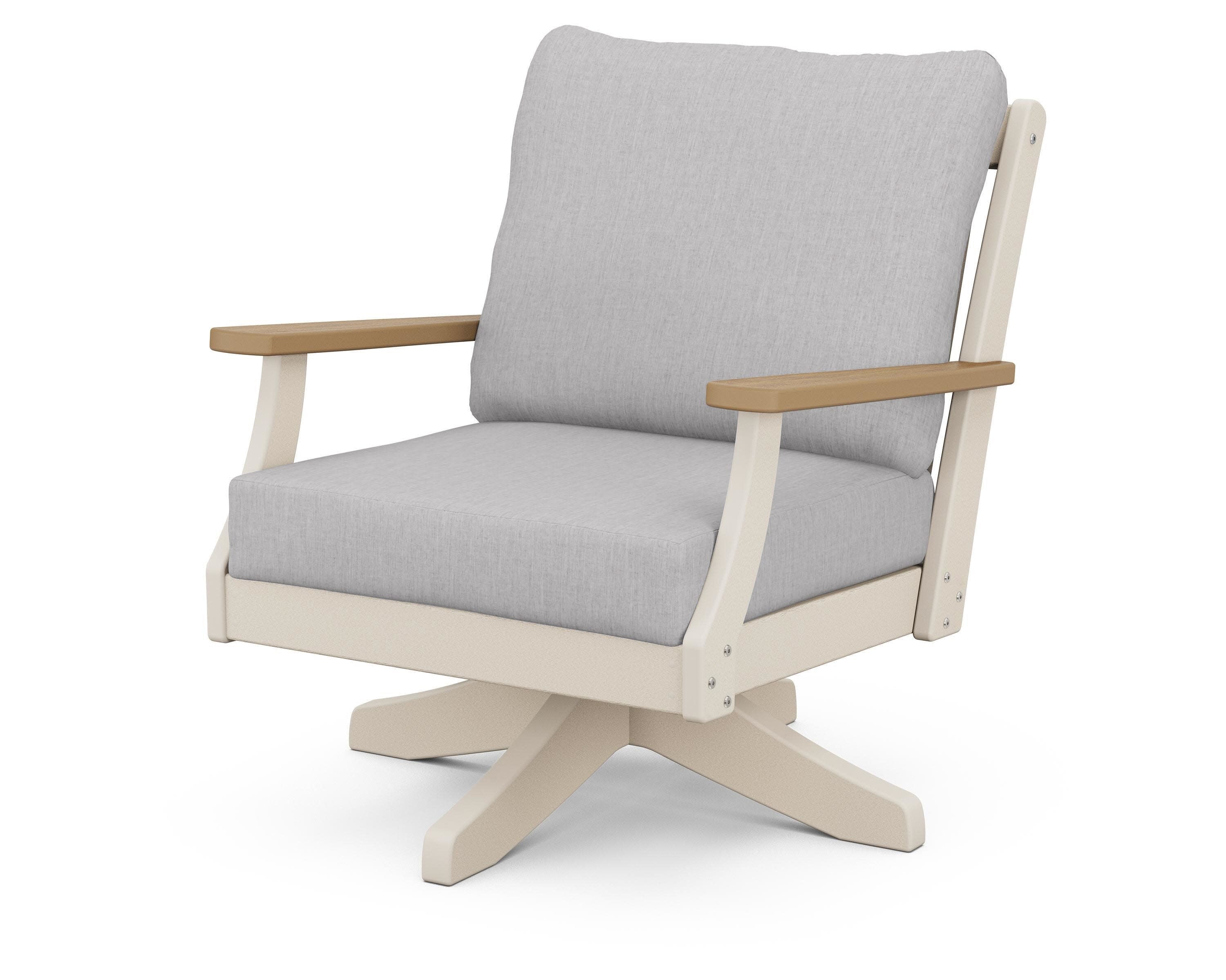 Braxton Deep Seating Swivel Chair in Sand / Natural / Granite