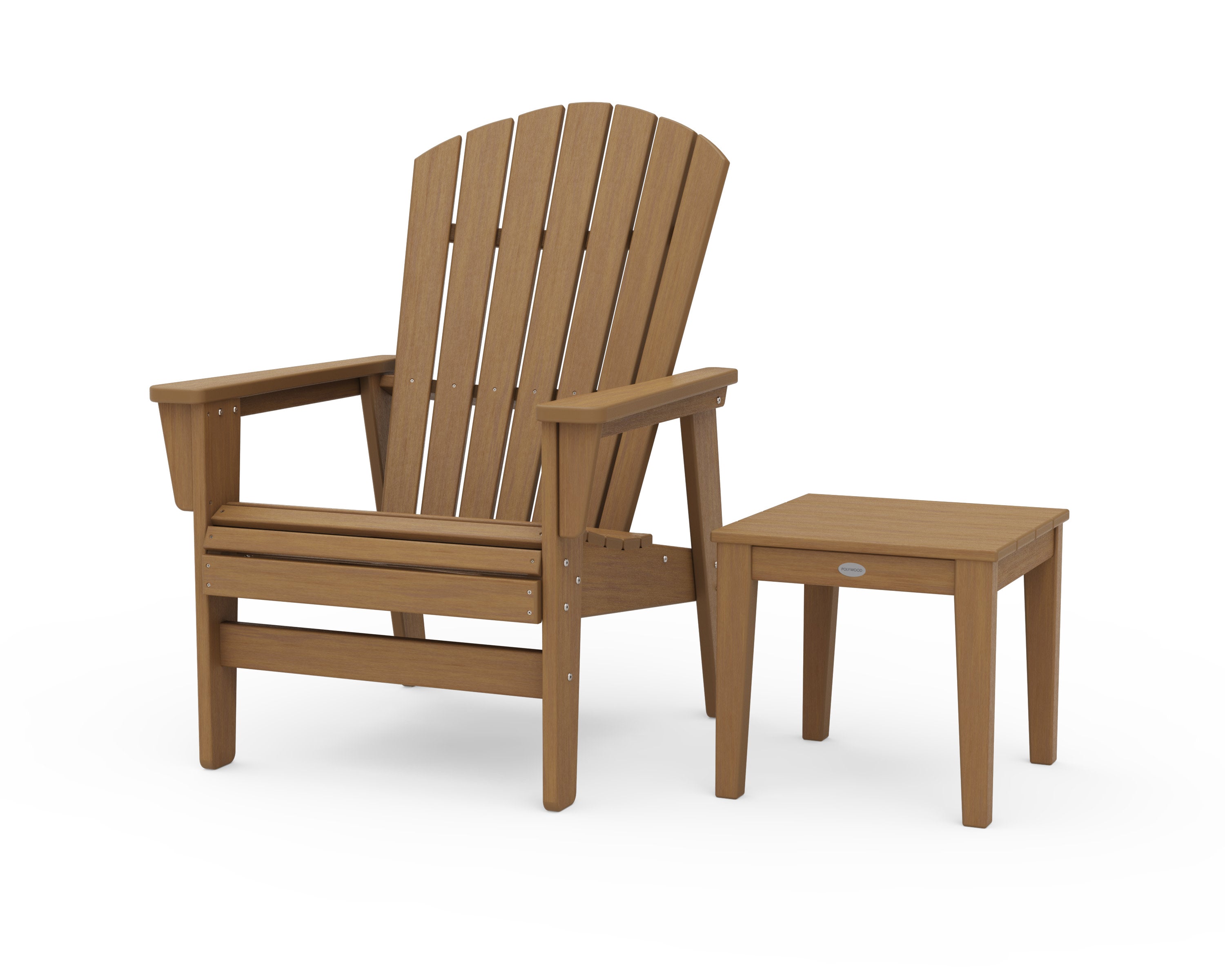 Nautical Grand Upright Adirondack Chair with Side Table in Natural