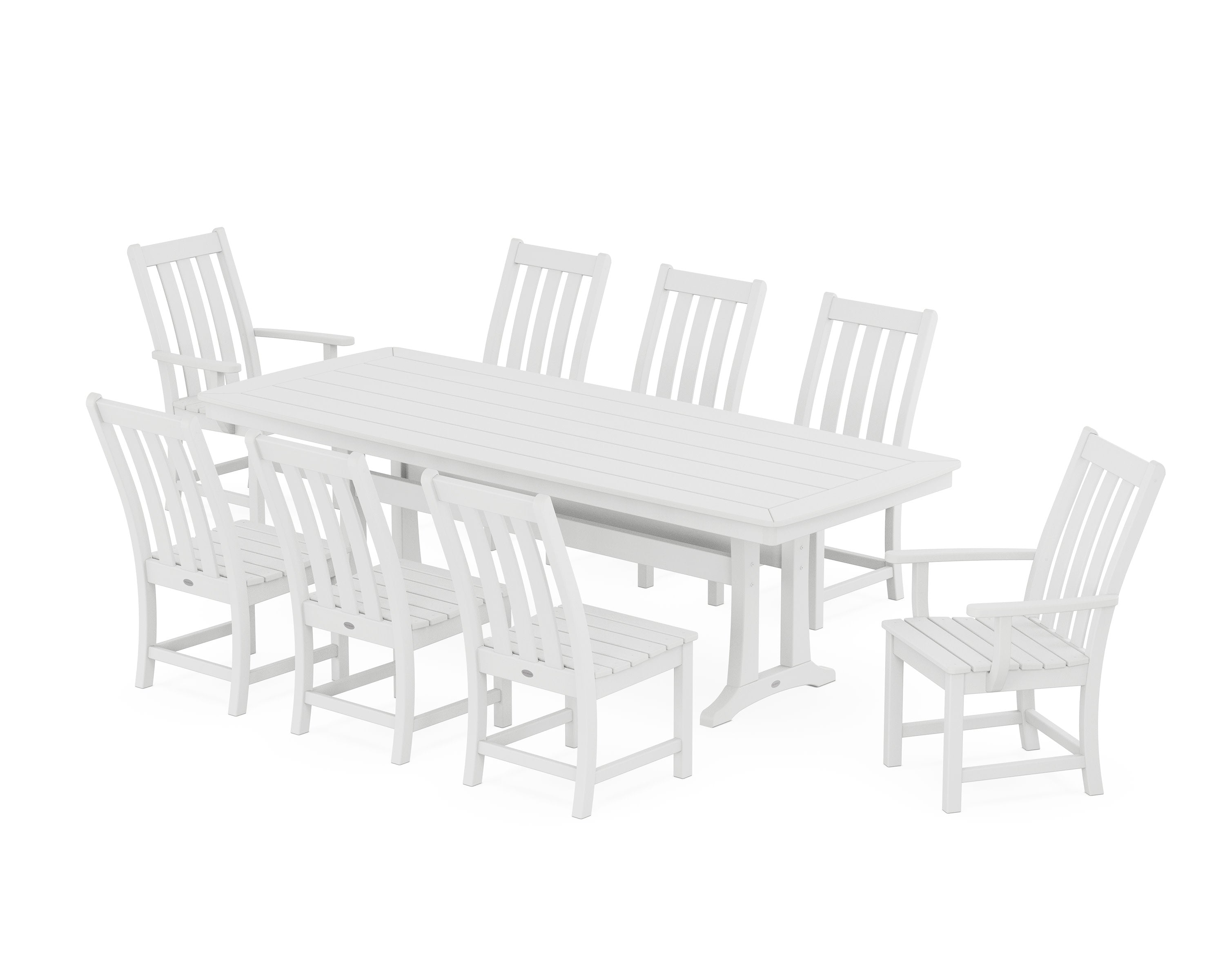 Vineyard 9-Piece Dining Set with Trestle Legs in White