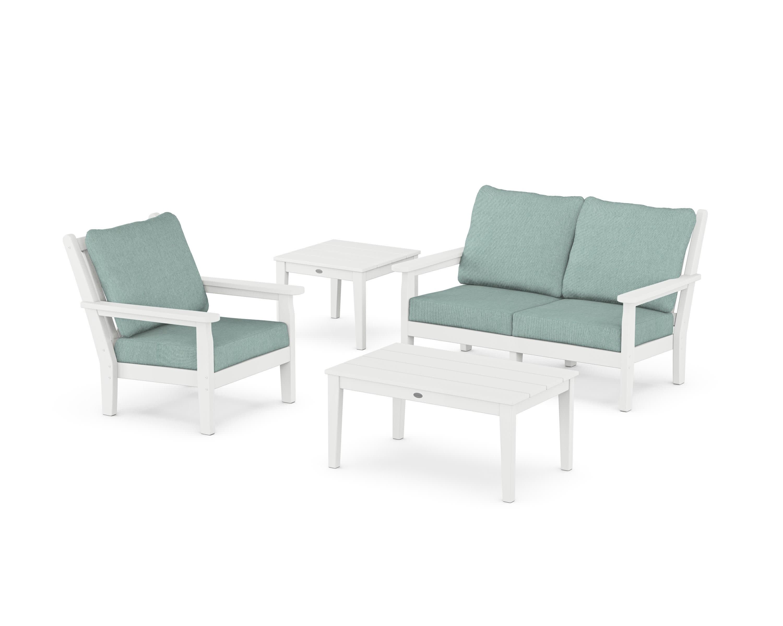 Chippendale 4-Piece Deep Seating Set in White / Glacier Spa