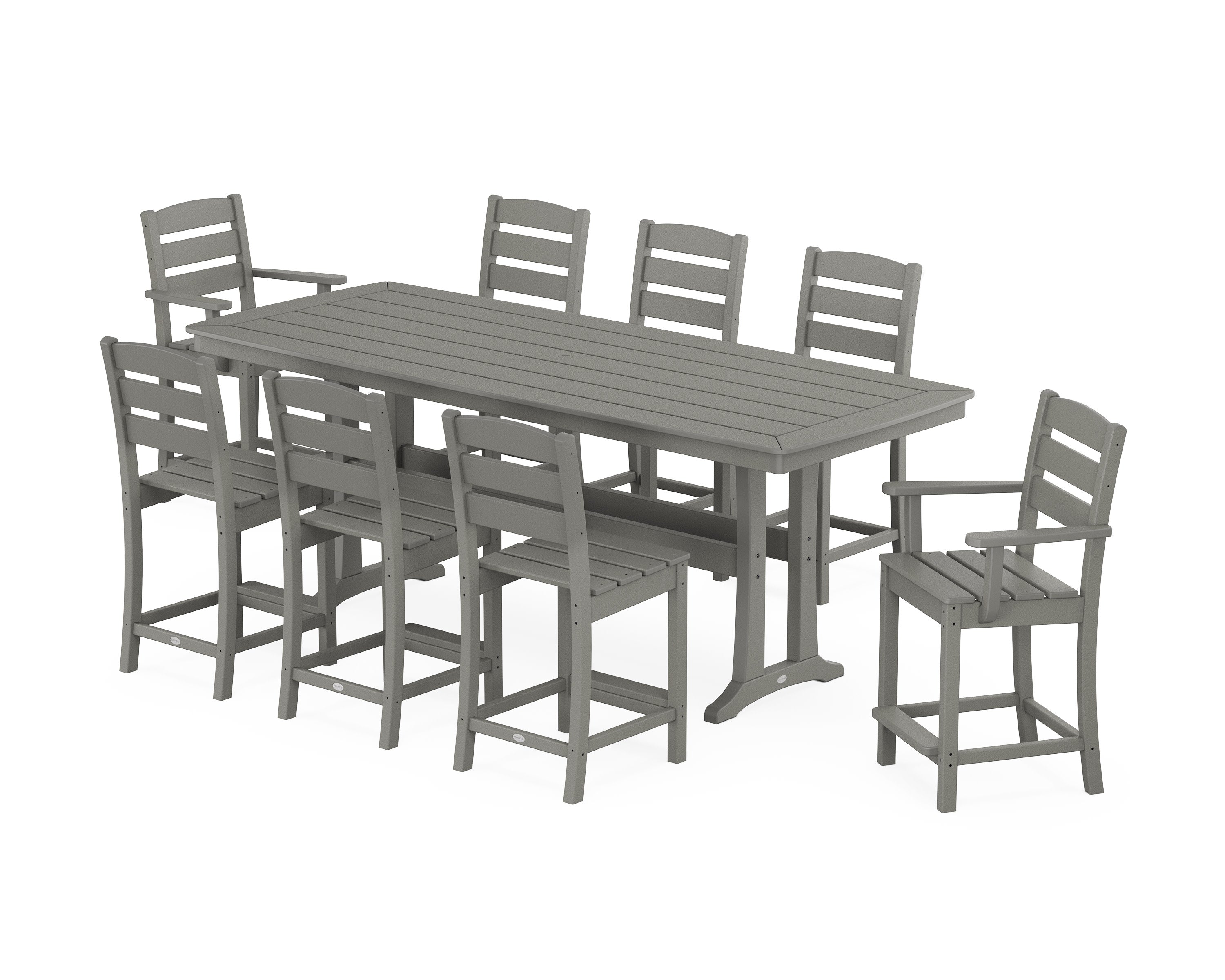 Lakeside 9-Piece Counter Set with Trestle Legs in Slate Grey