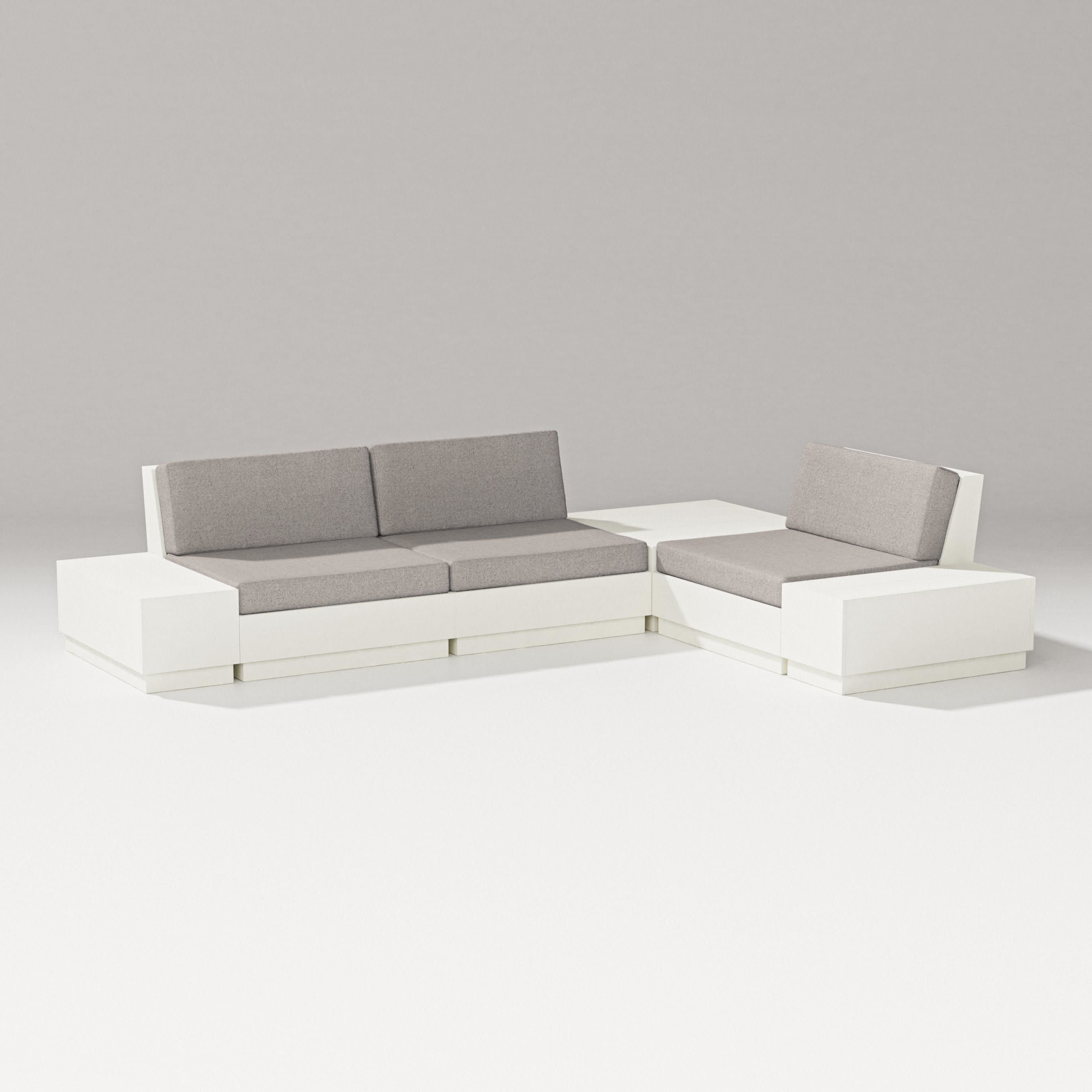 Elevate 6-Piece Corner Sectional in Vintage White / Weathered Tweed