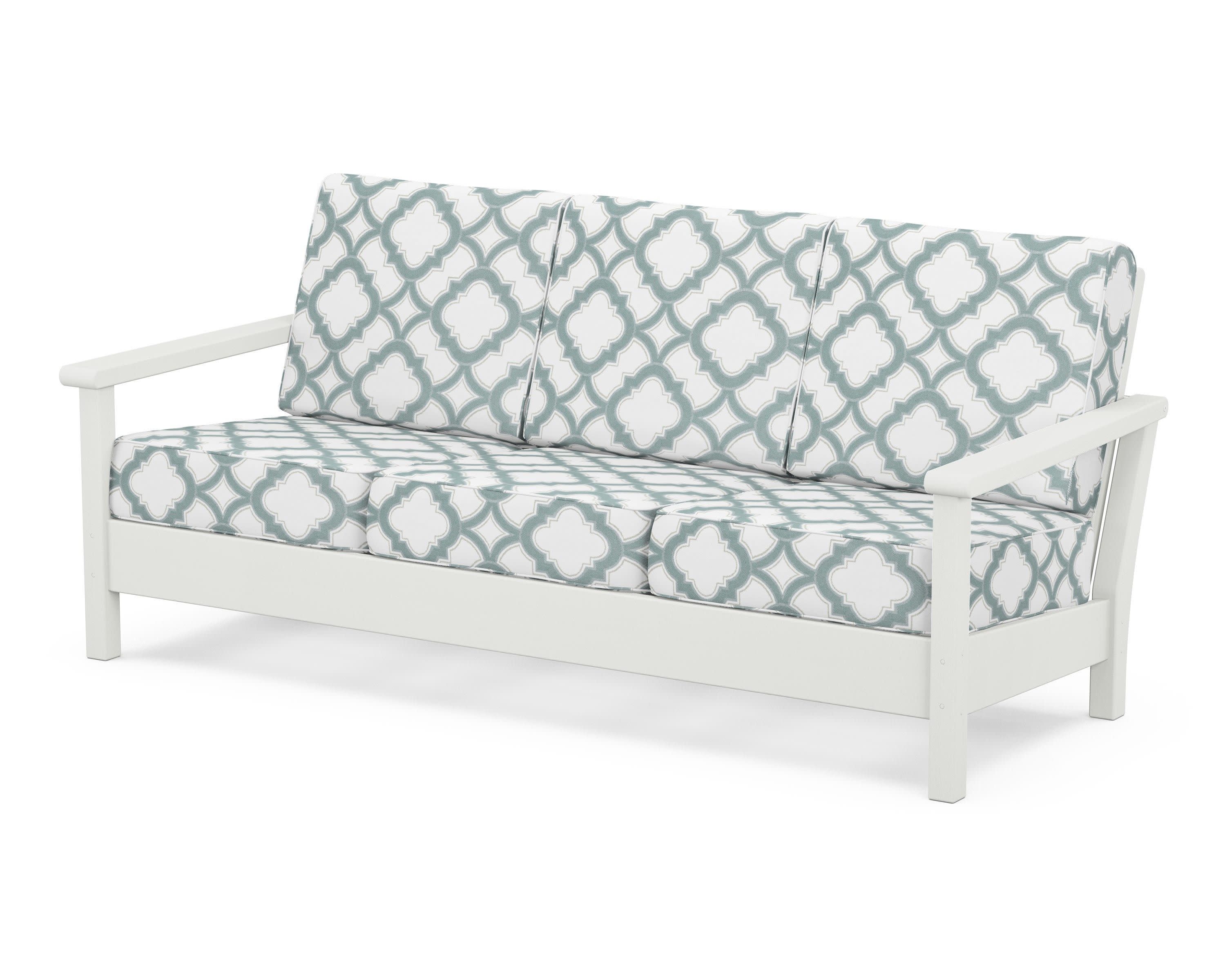 Harbour Deep Seating Sofa in Vintage White / Trellis Glacier Spa