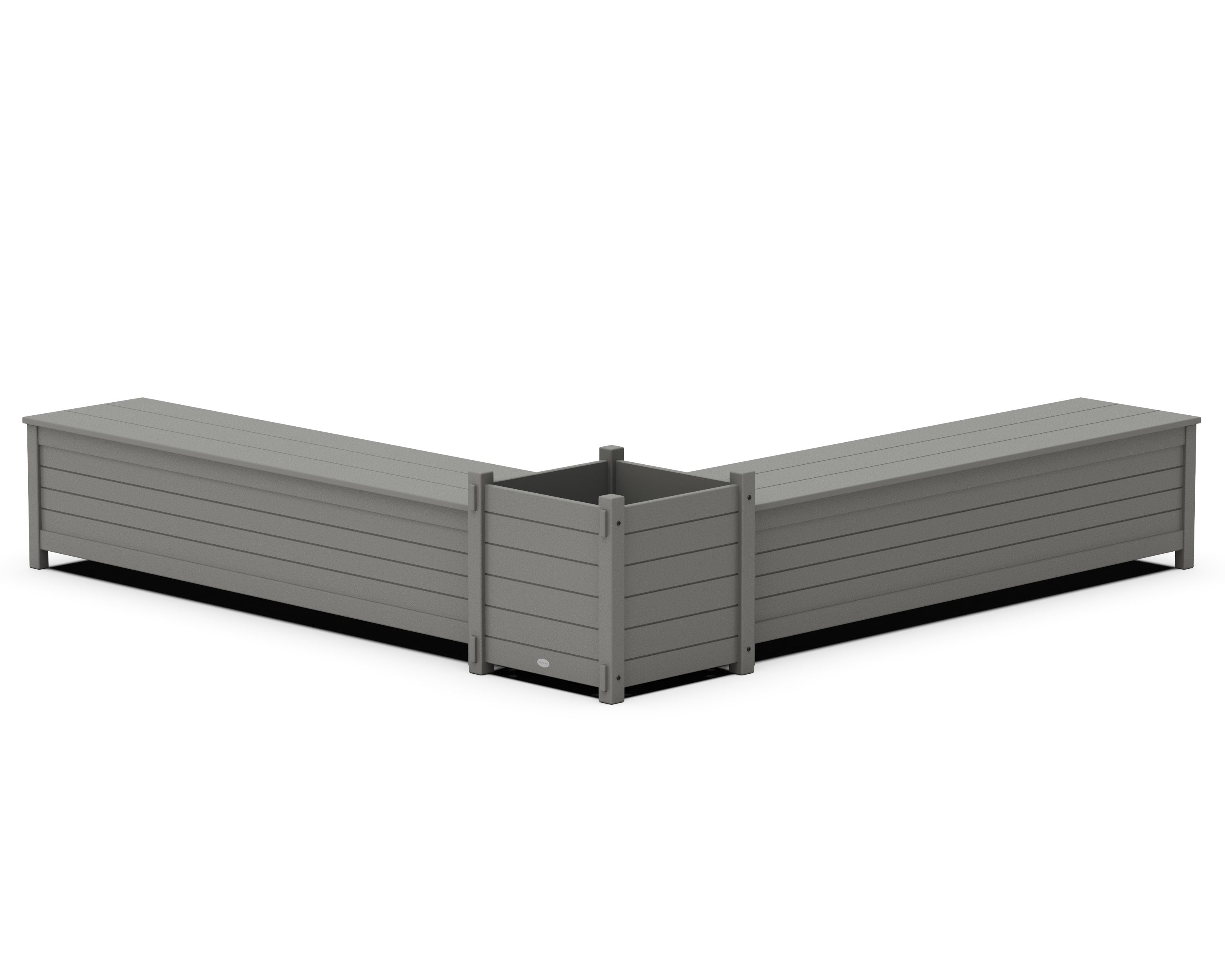 72" Nautical L- Shaped Planter Storage Bench Set- Large in Slate Grey