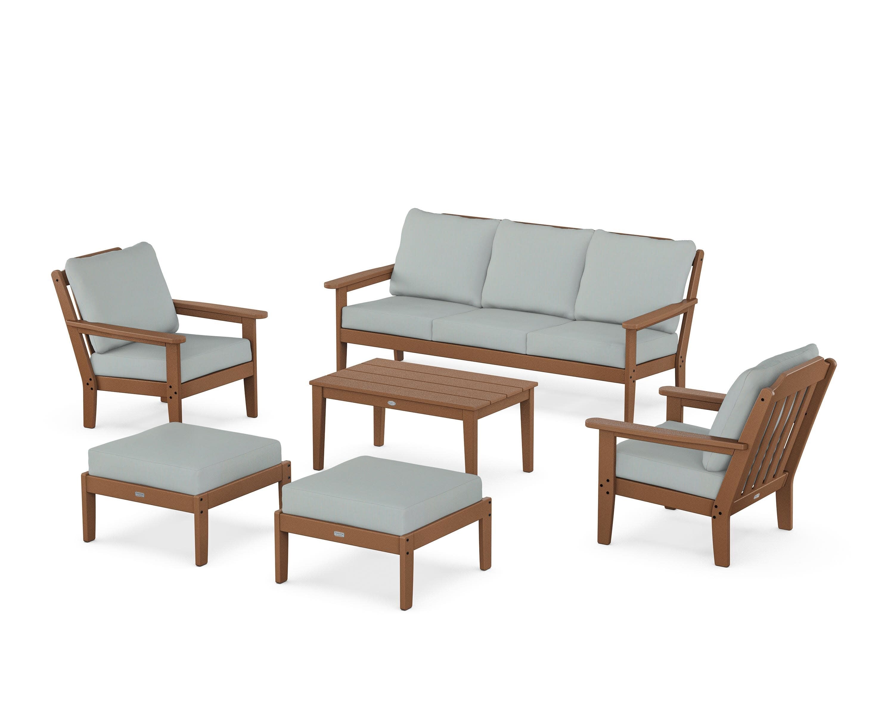 Cottage 6-Piece Lounge Sofa Set in Teak / Spa