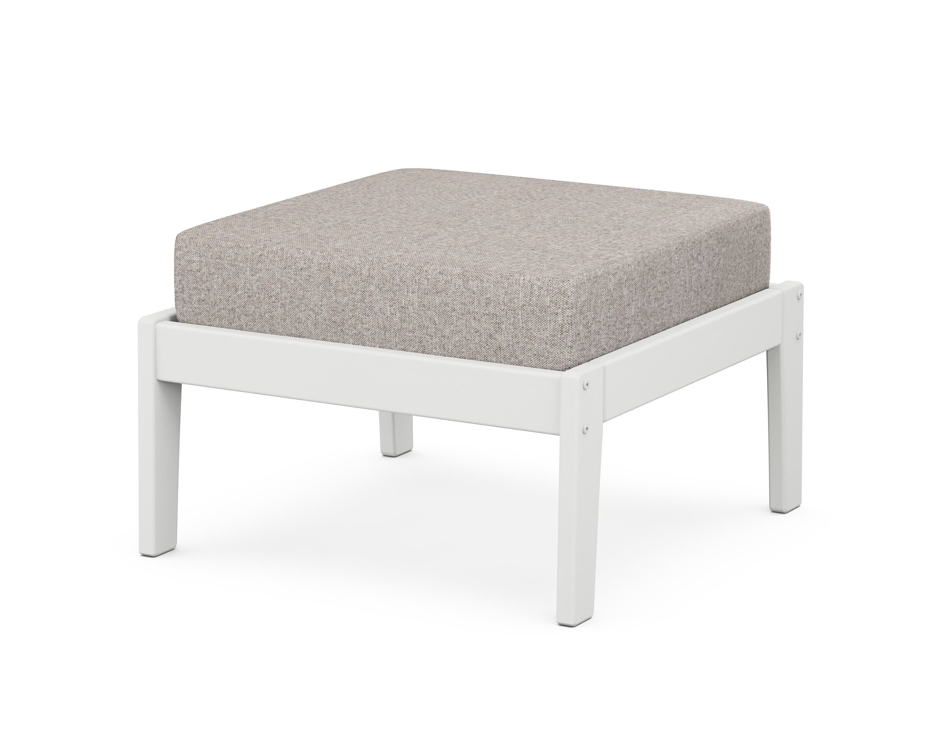 Deep Seating Ottoman in White / Weathered Tweed