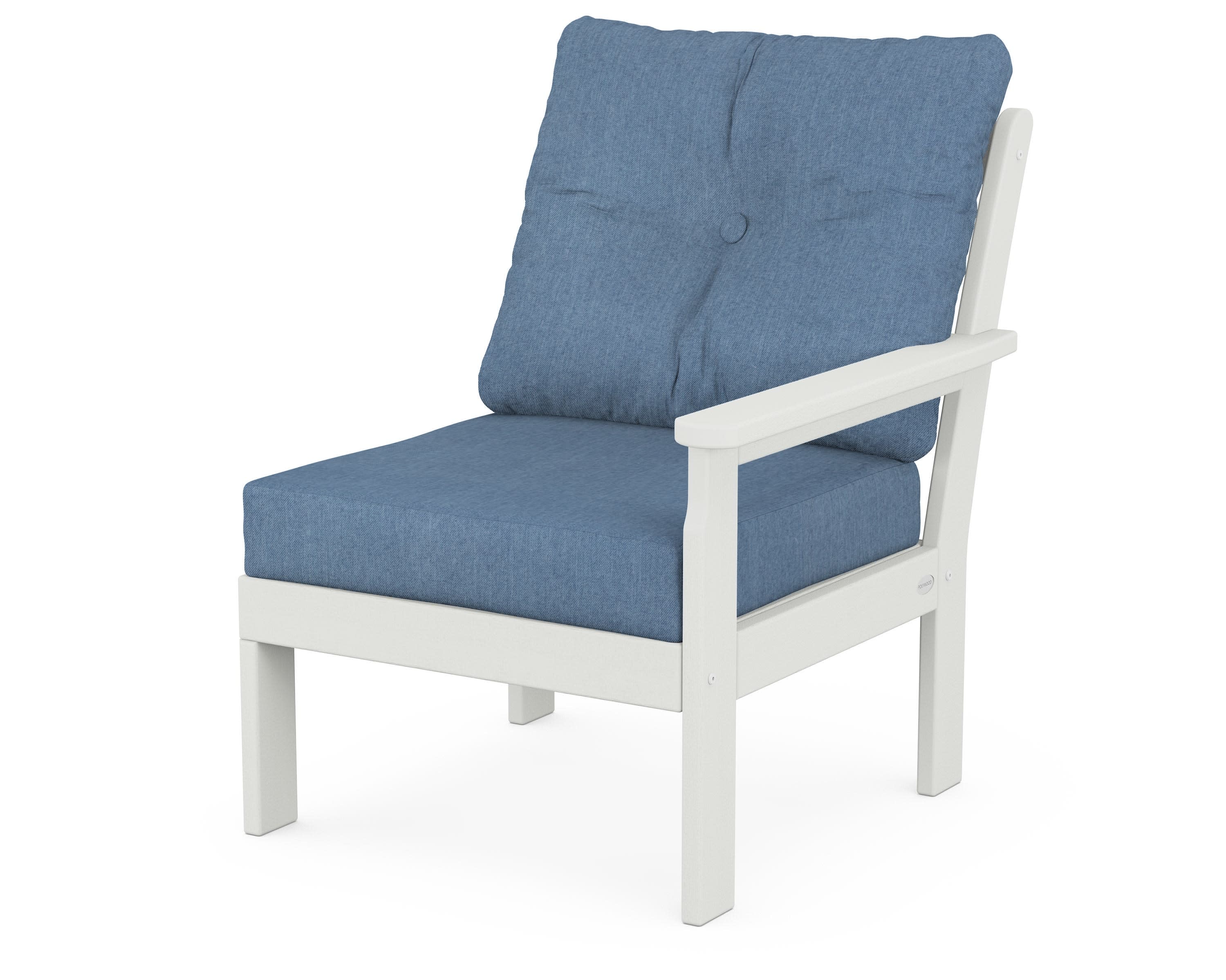 Vineyard Modular Right Arm Chair in Vintage White / Sky Blue
