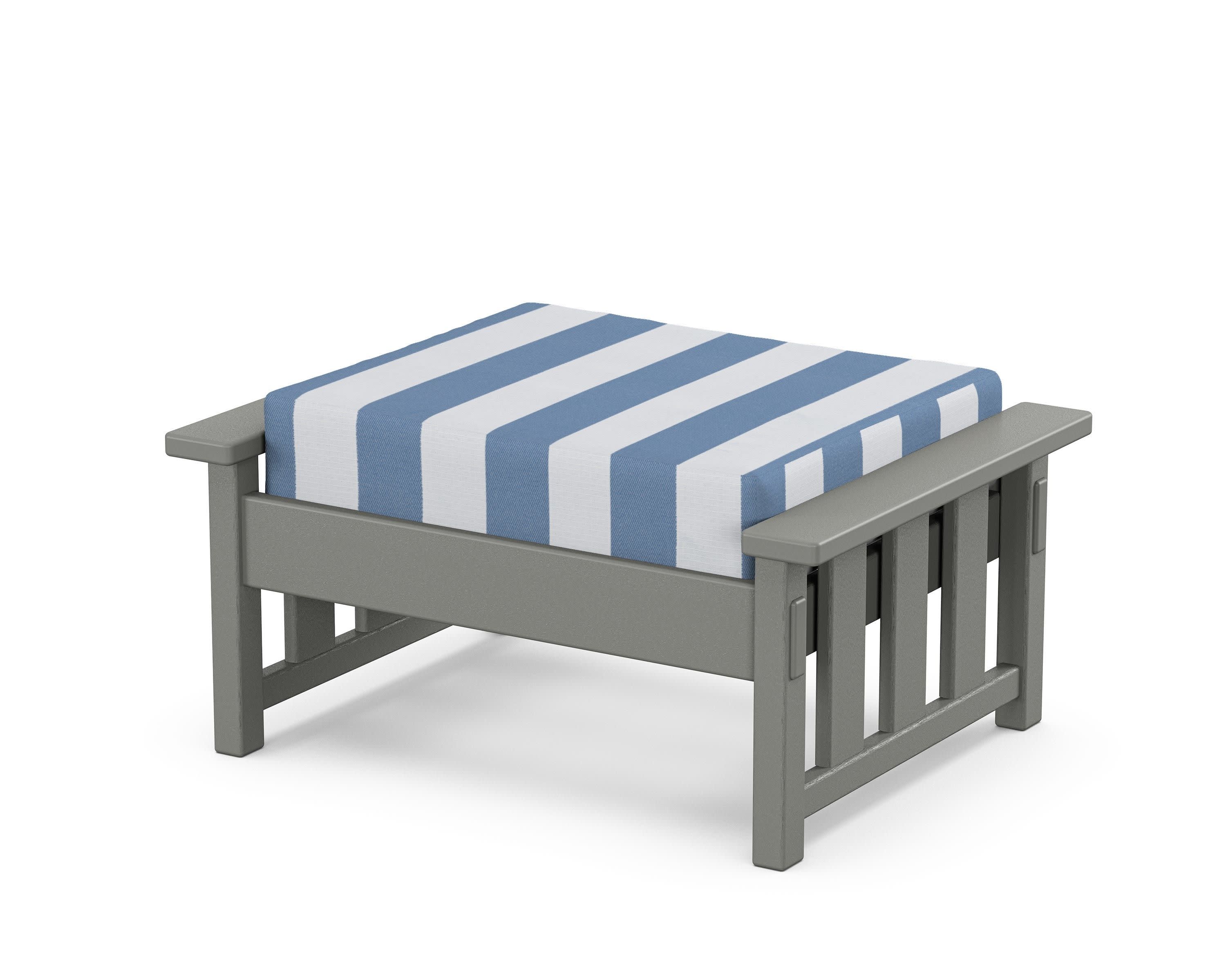 Acadia Deep Seating Ottoman in Slate Grey / Cabana Stripe Sky Blue