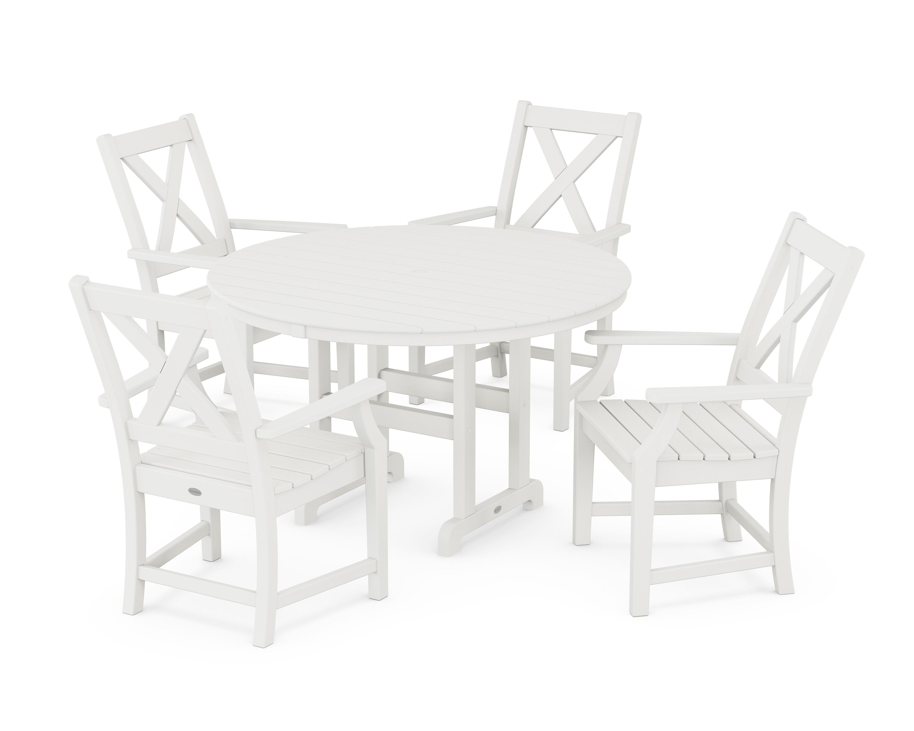 Braxton 5-Piece Round Farmhouse Dining Set in Vintage White