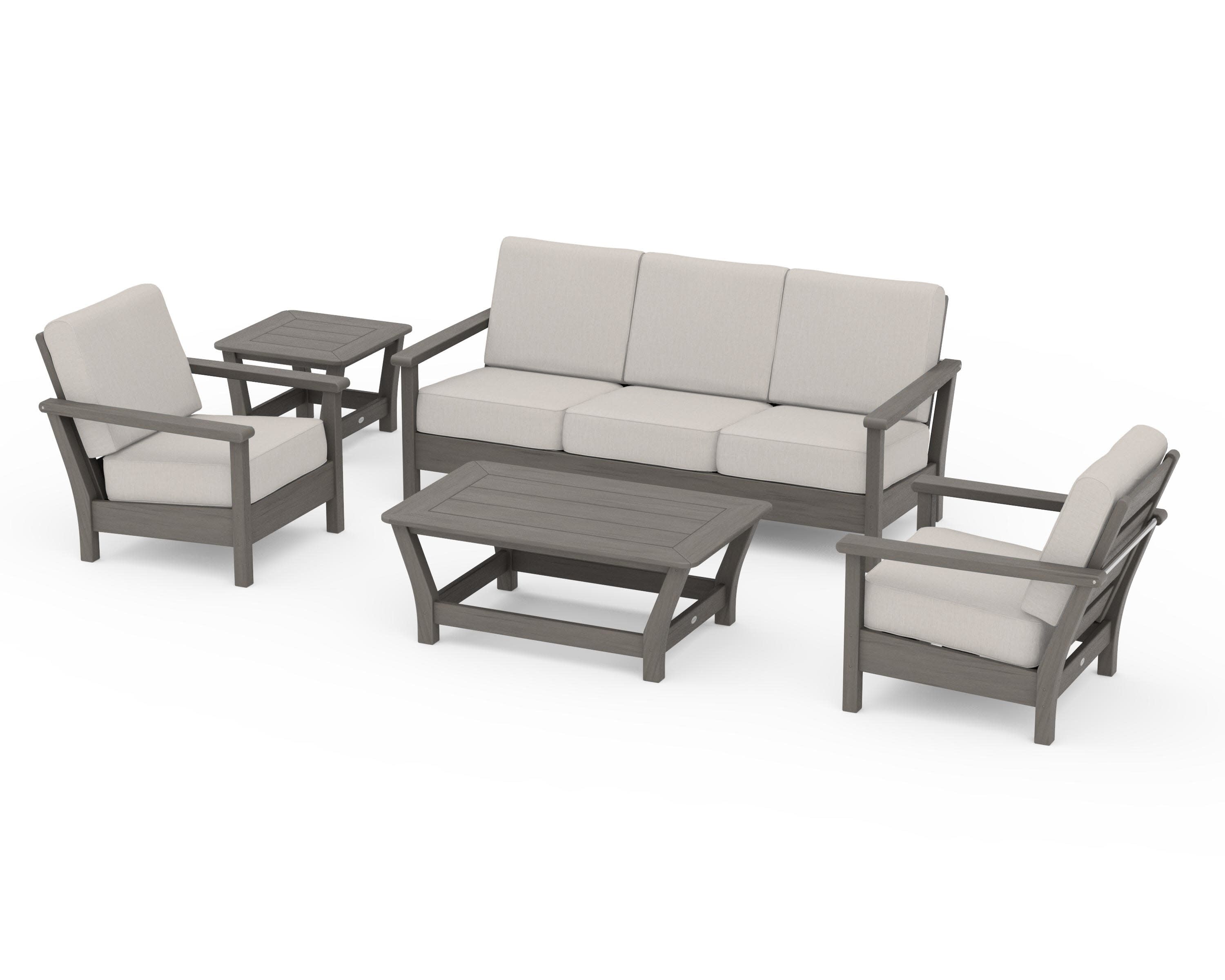 Harbour 5-Piece Deep Seating Set in Driftwood / Cast Ash