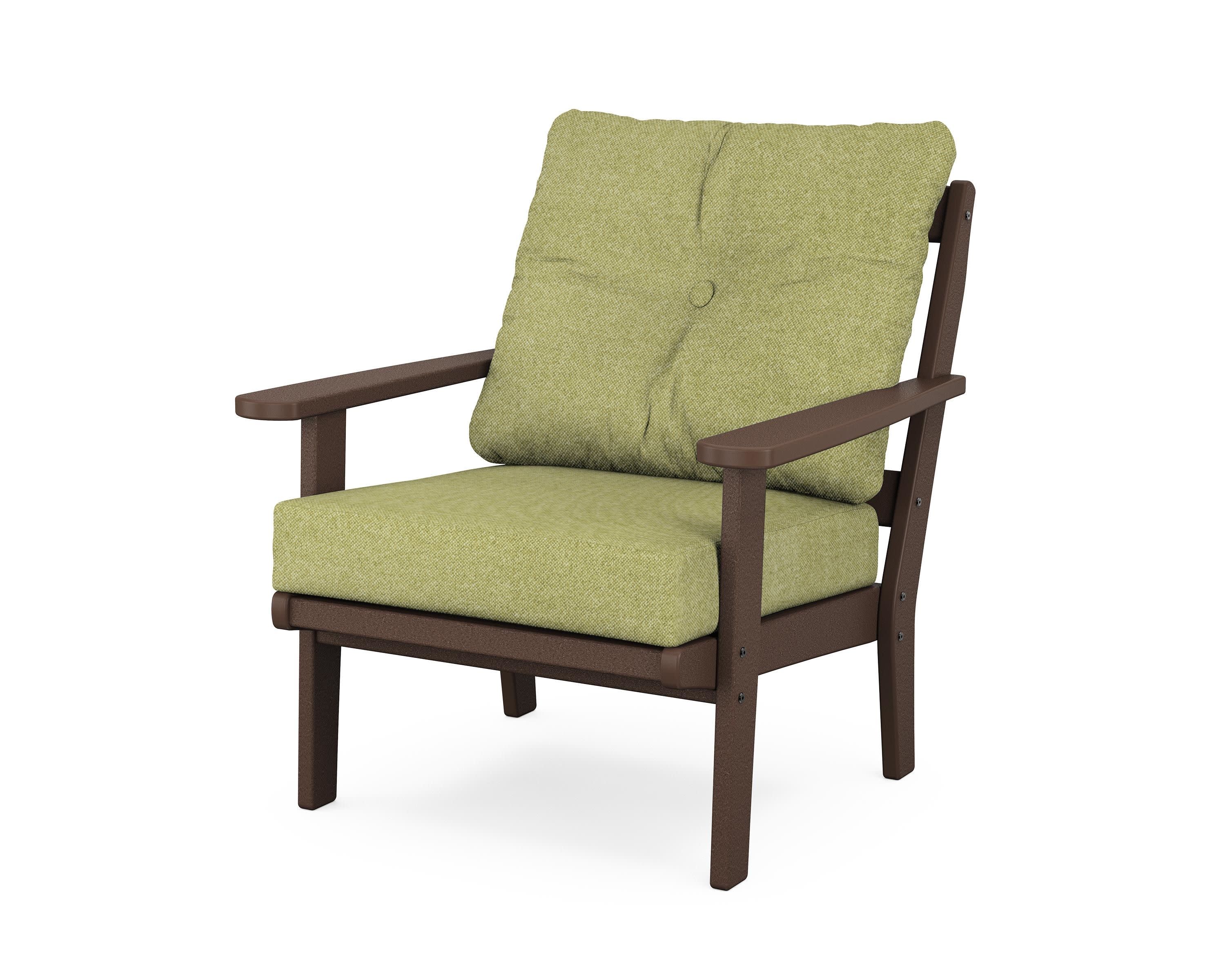 Mission Deep Seating Chair in Mahogany / Chartreuse Boucle