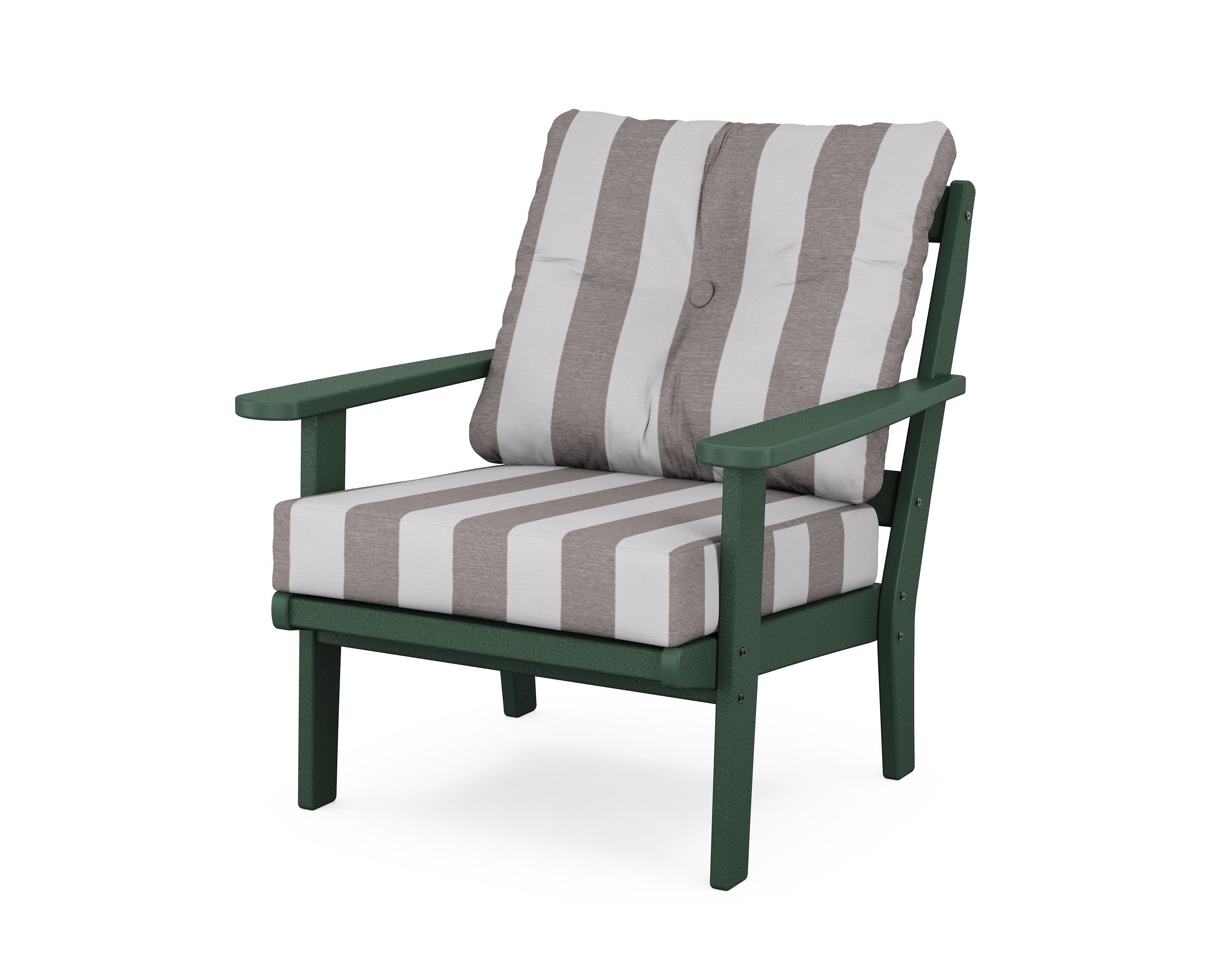 Mission Deep Seating Chair in Green / Cabana Stripe Grey Mist