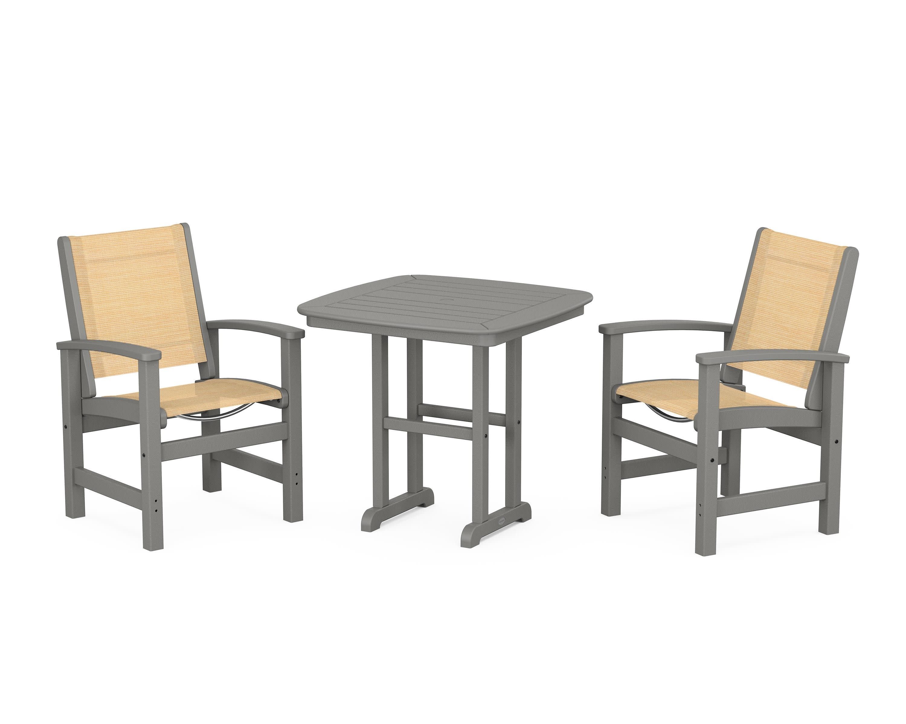 Coastal 3-Piece Dining Set in Slate Grey / Dupioni Apricot Sling