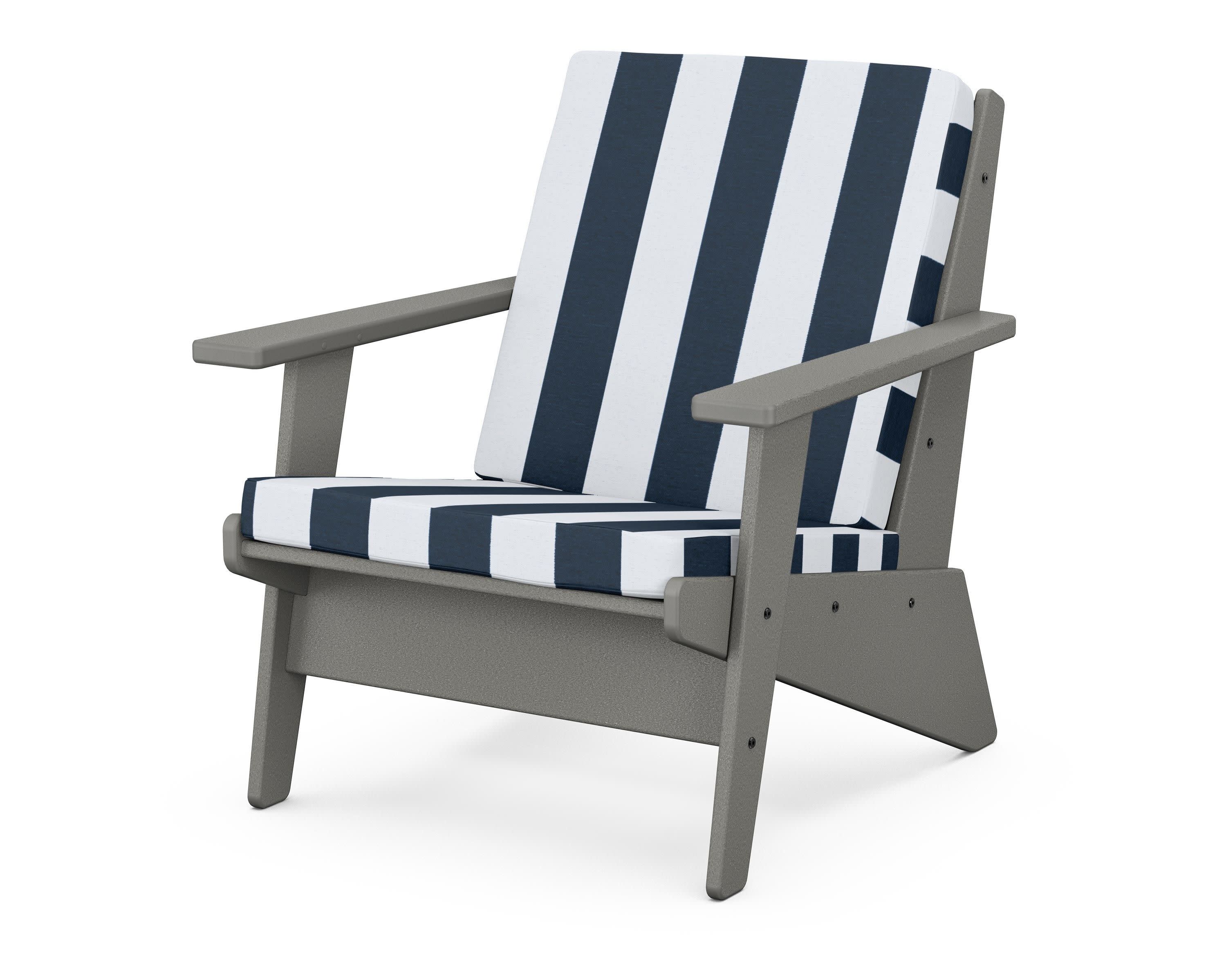 Riviera Modern Lounge Chair in Slate Grey / Cabana Stripe Marine Indigo