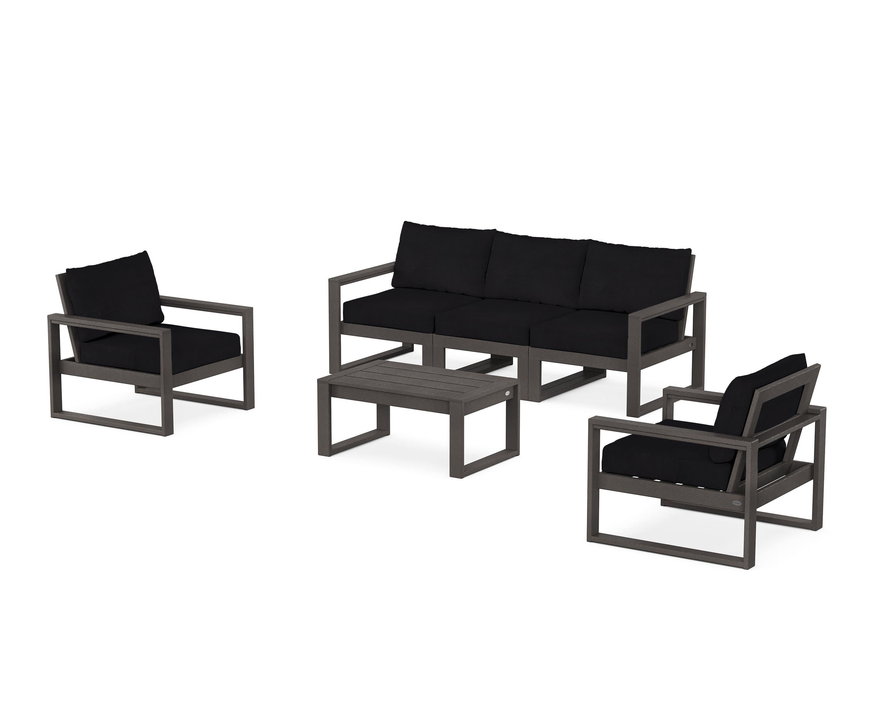EDGE Sectional 4-Piece Deep Seating Set with Sofa in Vintage Coffee / Midnight Linen