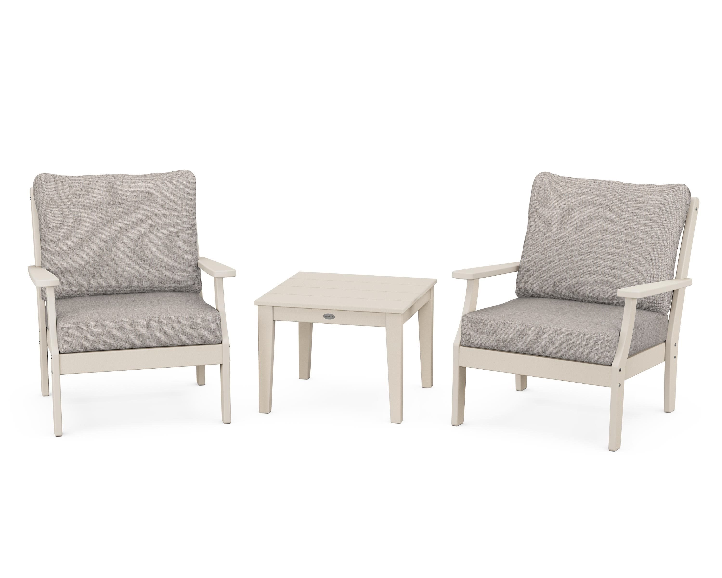Braxton 3-Piece Deep Seating Set in Sand / Weathered Tweed