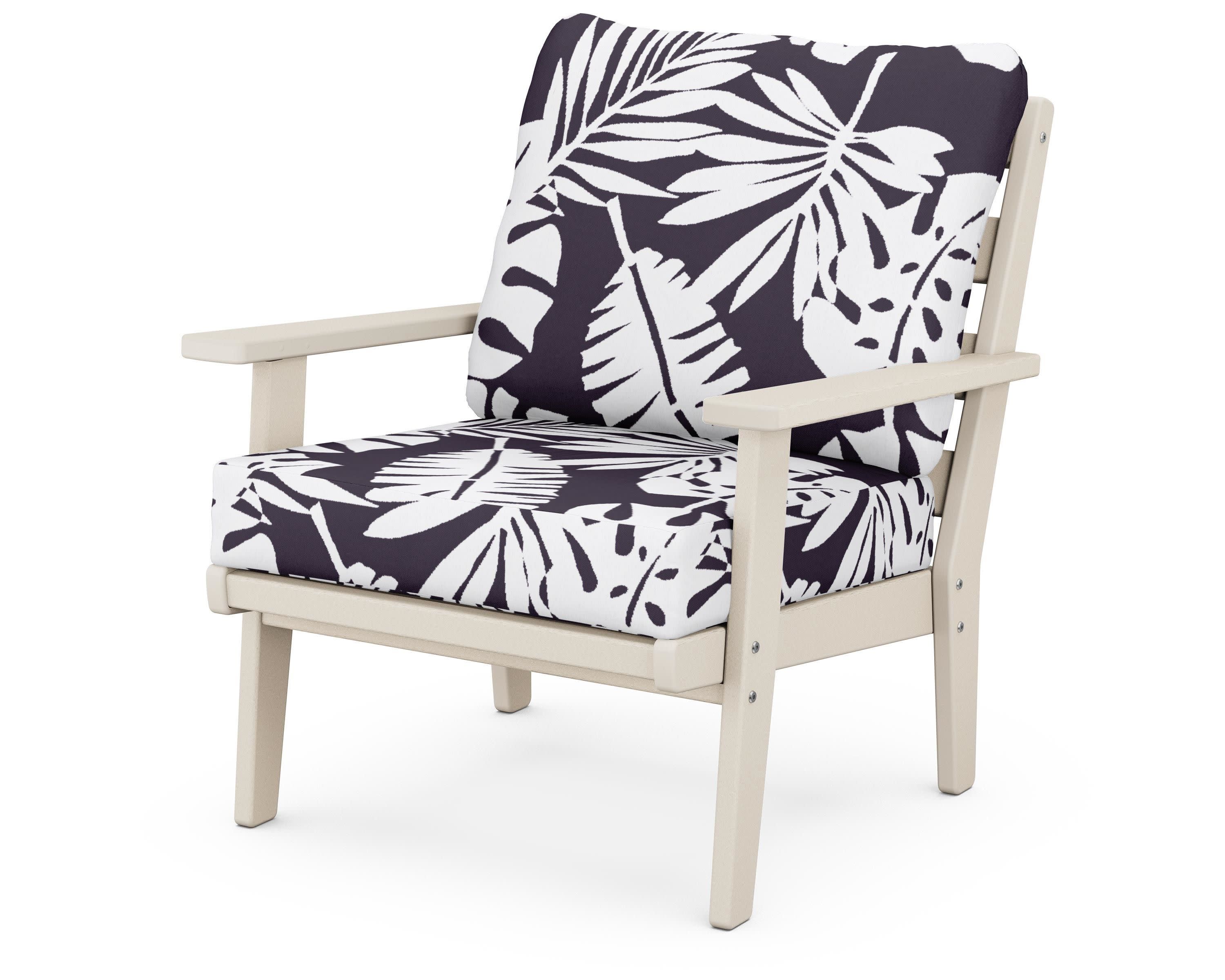 Grant Park Deep Seating Chair in Sand / Leaf Navy