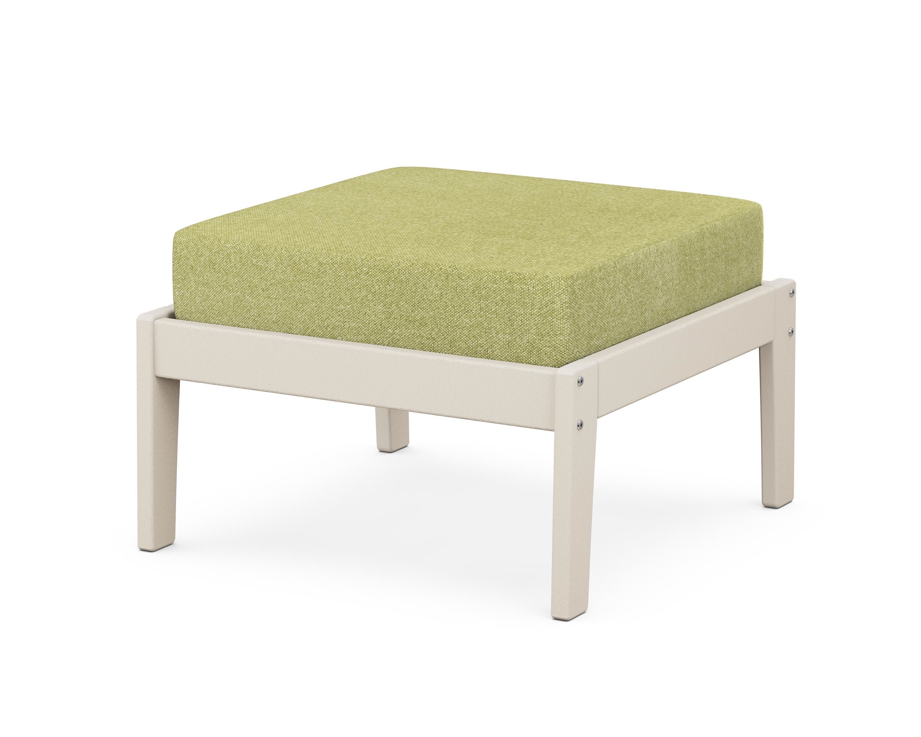 Deep Seating Ottoman in Sand / Chartreuse Boucle