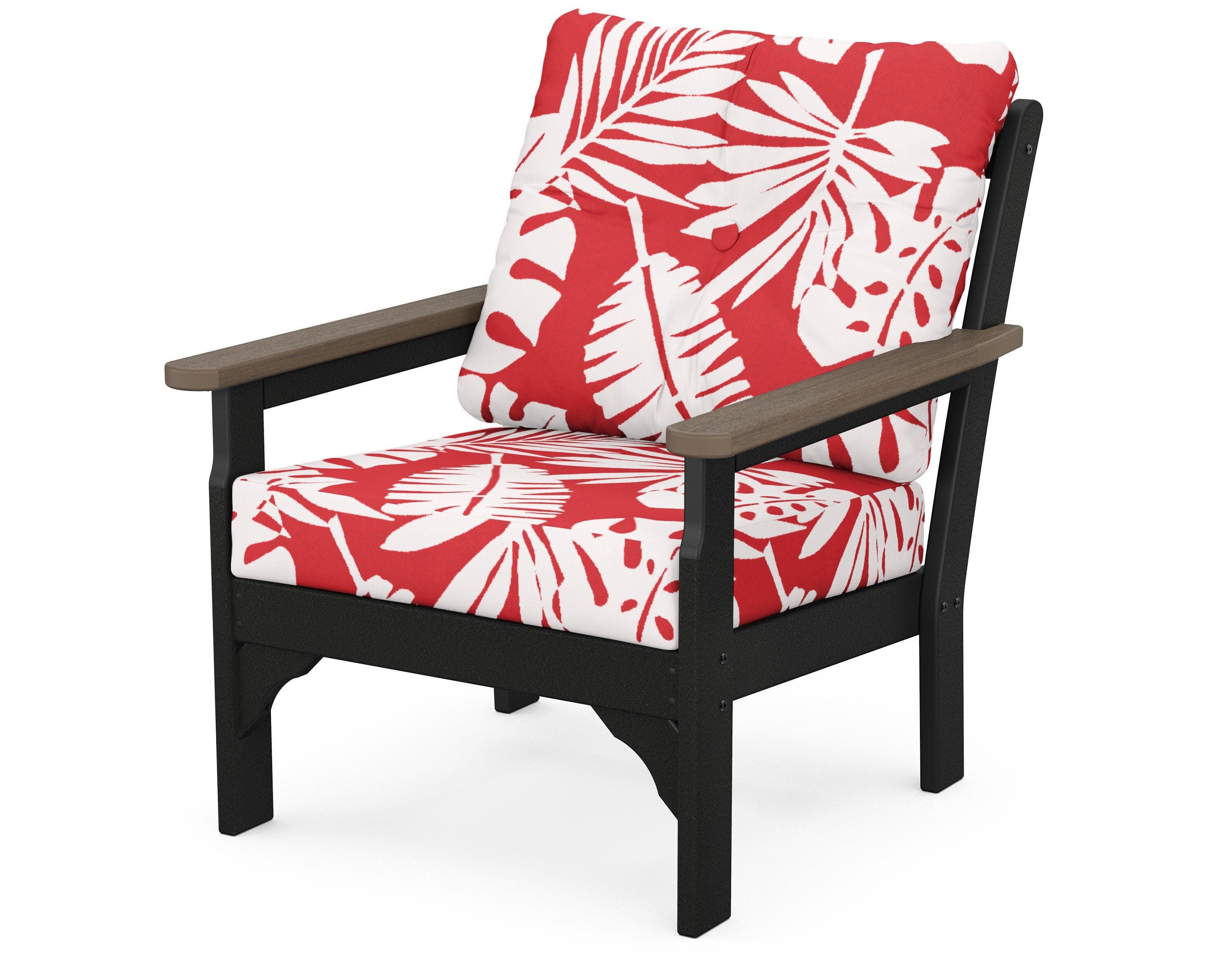 Vineyard Deep Seating Chair in Black / Kona / Leaf Crimson