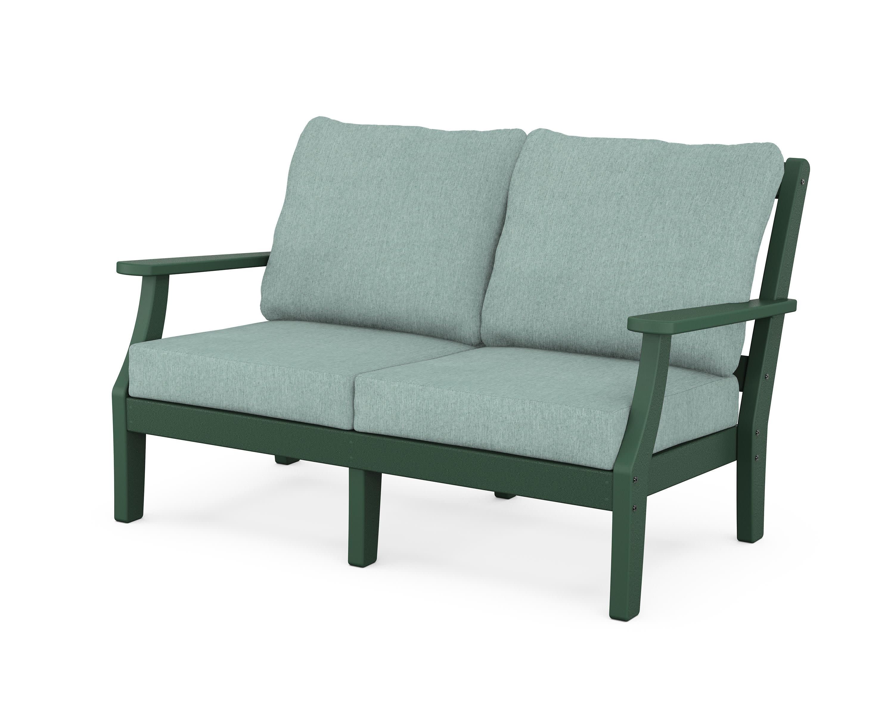 Chinoiserie Deep Seating Loveseat in Green / Glacier Spa
