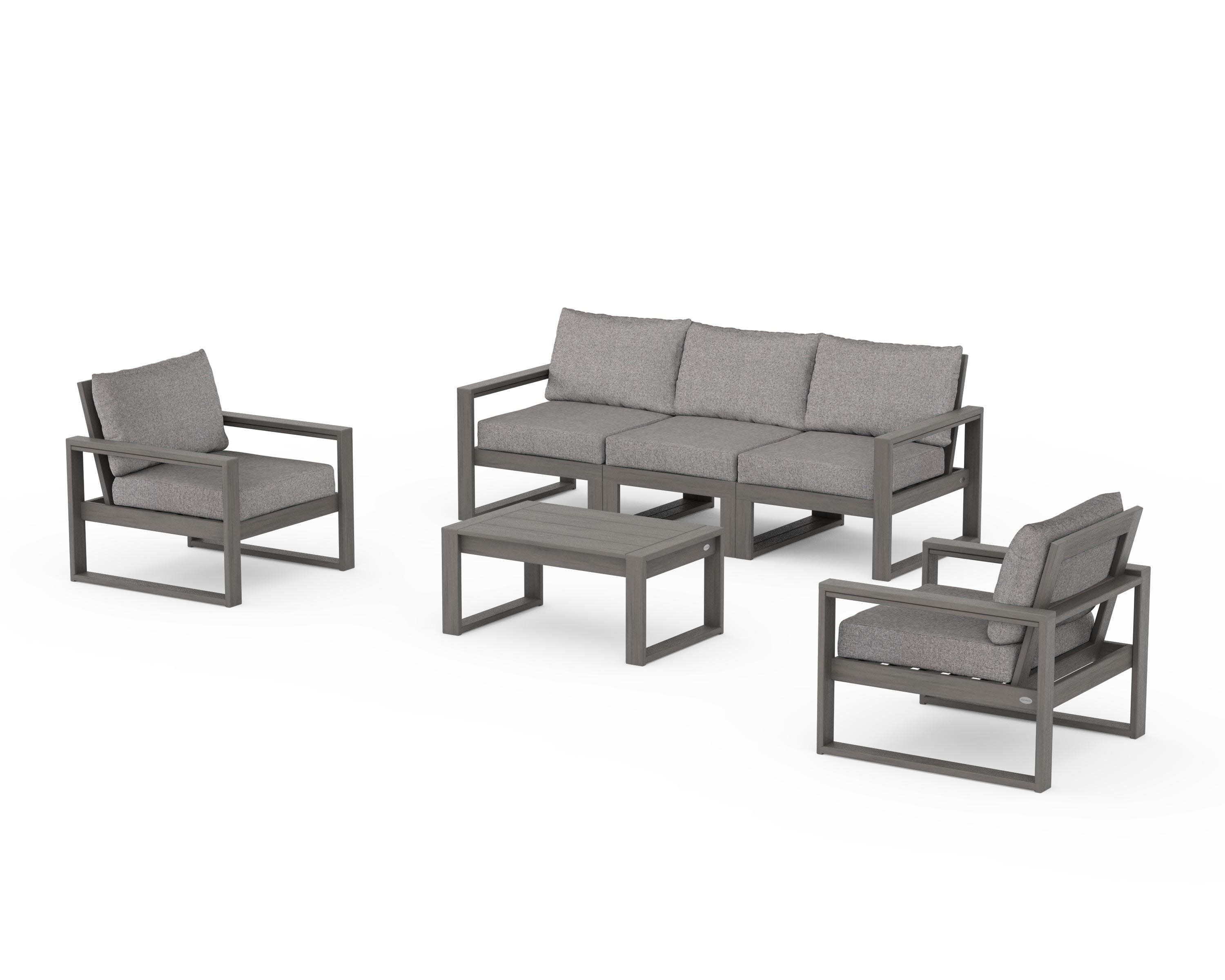 EDGE Sectional 4-Piece Deep Seating Set with Sofa in Driftwood / Grey Mist