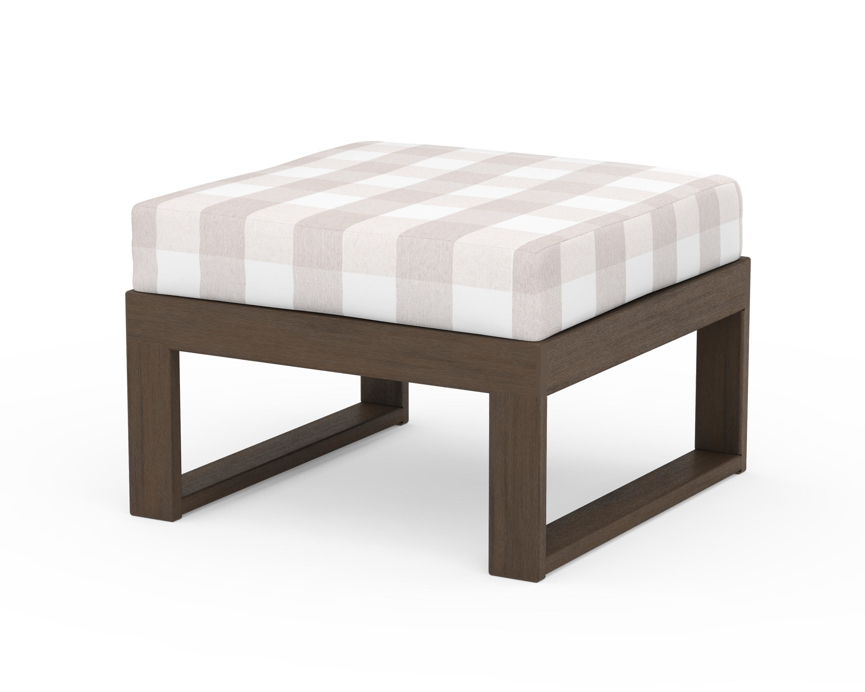 Modular Ottoman - Modern in Kona / Buffalo Plaid Dune Burlap