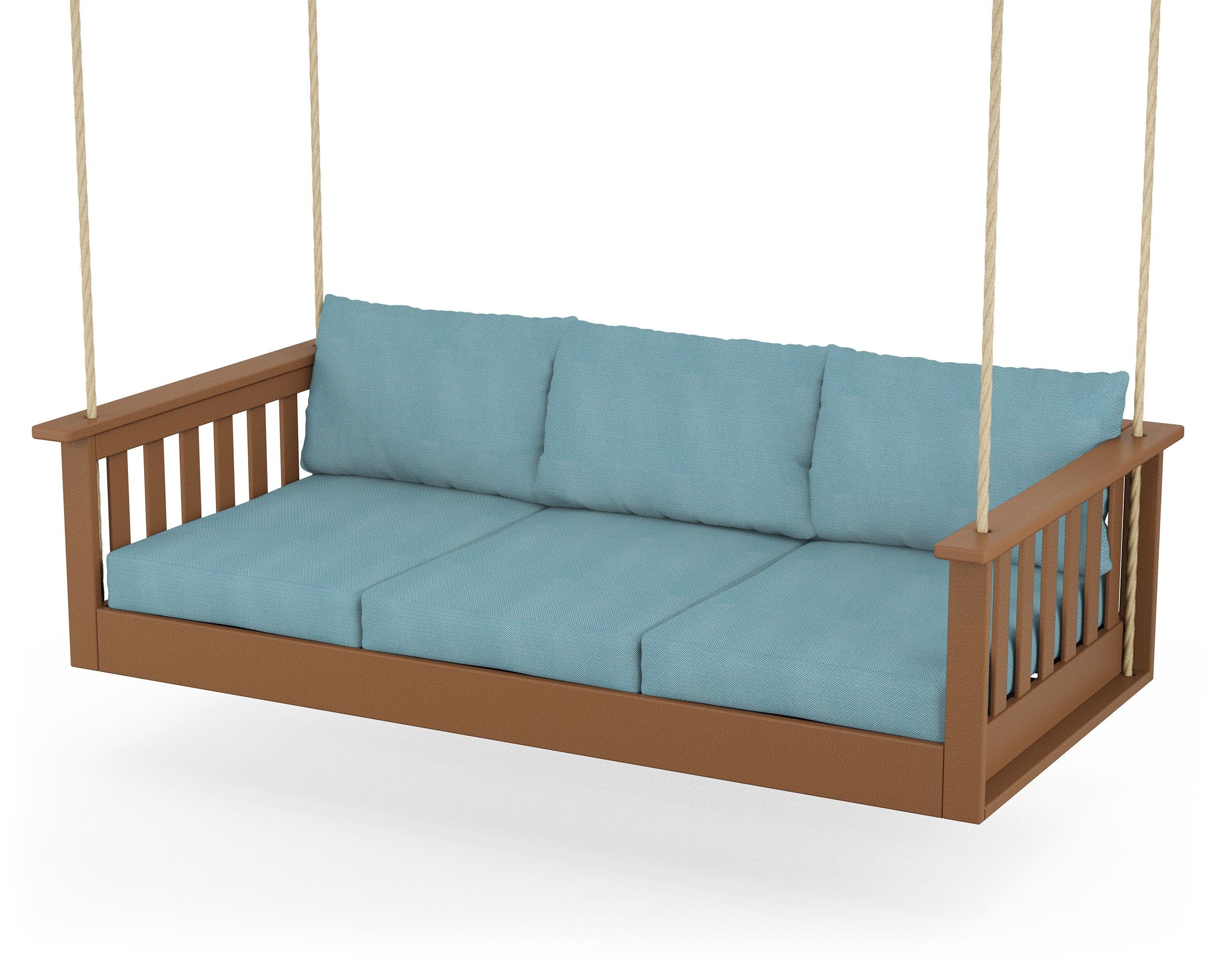 Vineyard Daybed Swing in Teak / Lattice Sky Blue
