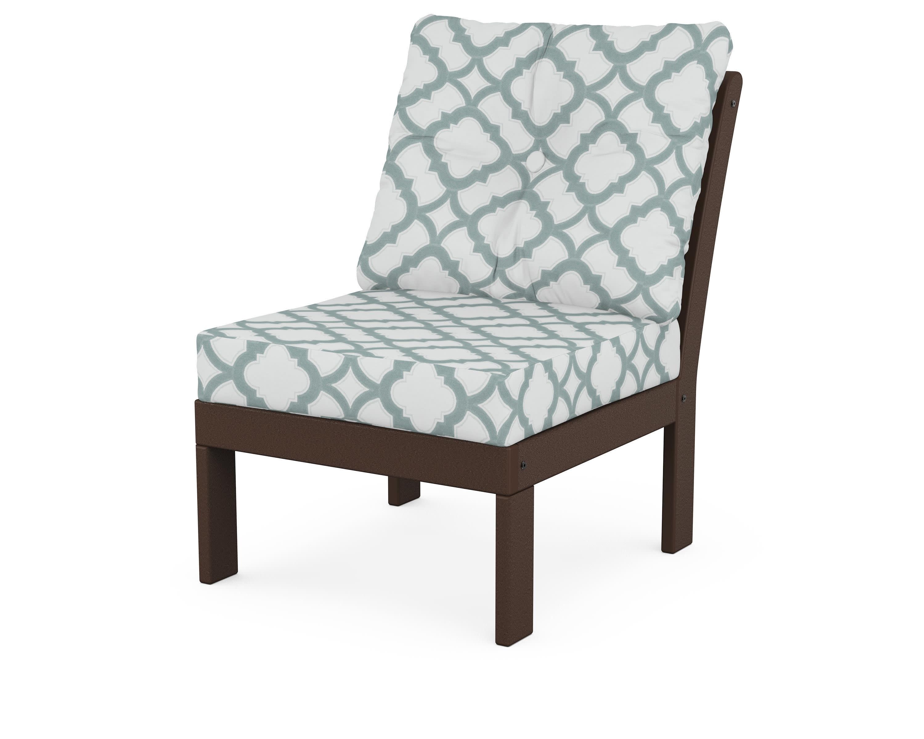 Vineyard Modular Armless Chair in Mahogany / Trellis Glacier Spa