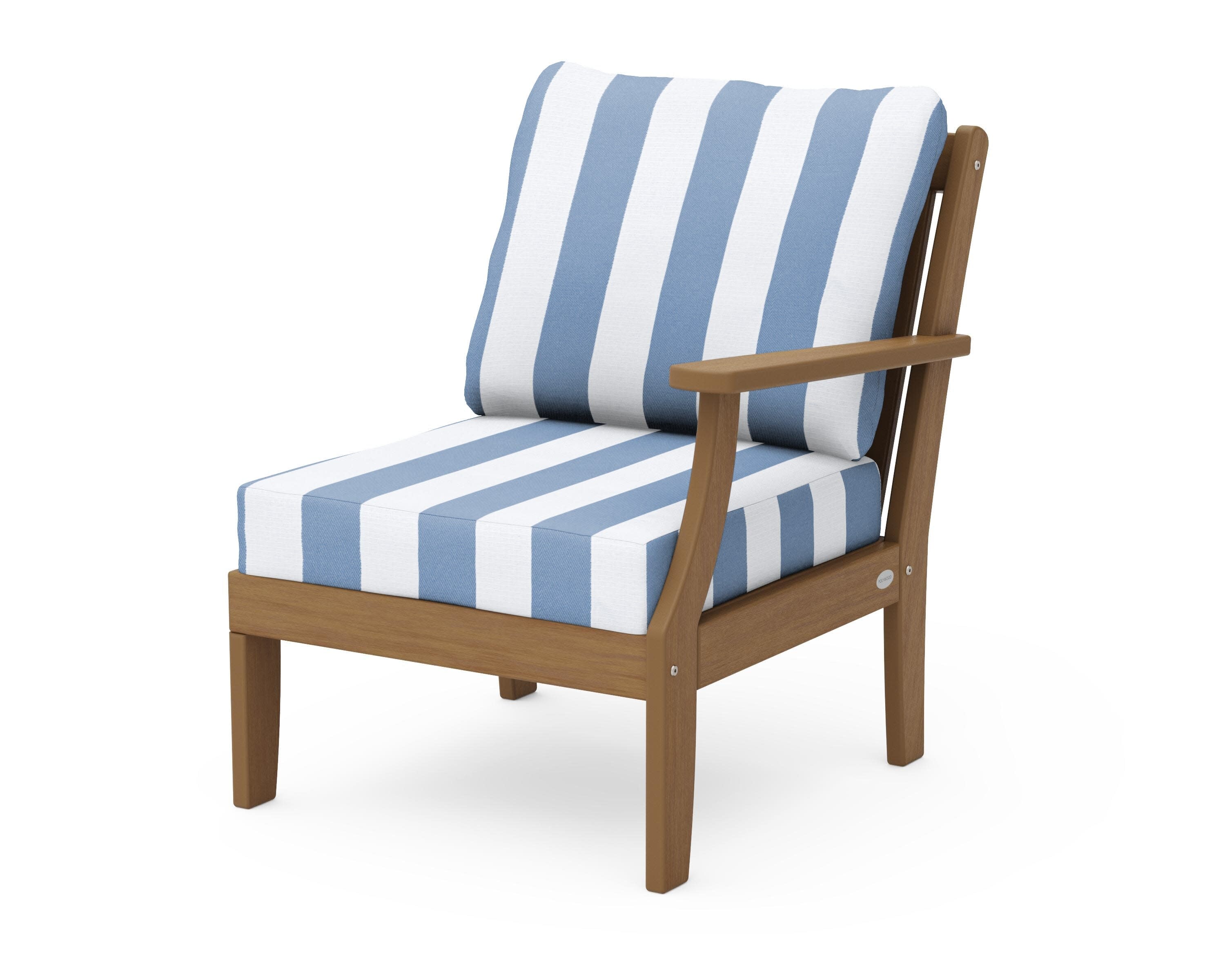 Braxton Modular Right Arm Chair in Natural / Cabana Stripe Sky Blue