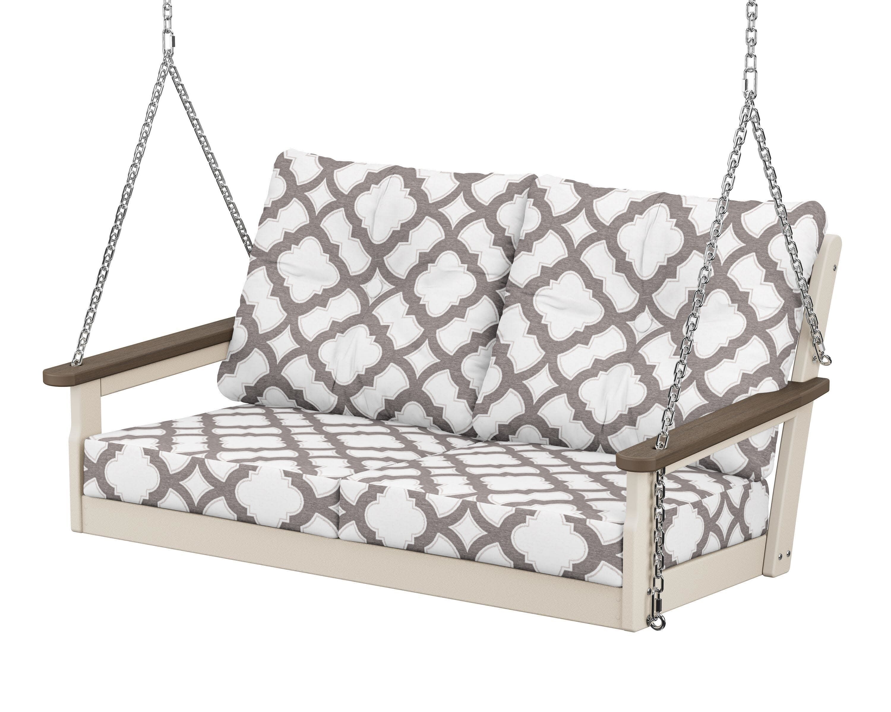 Vineyard Deep Seating Swing in Sand / Kona / Trellis Grey Mist