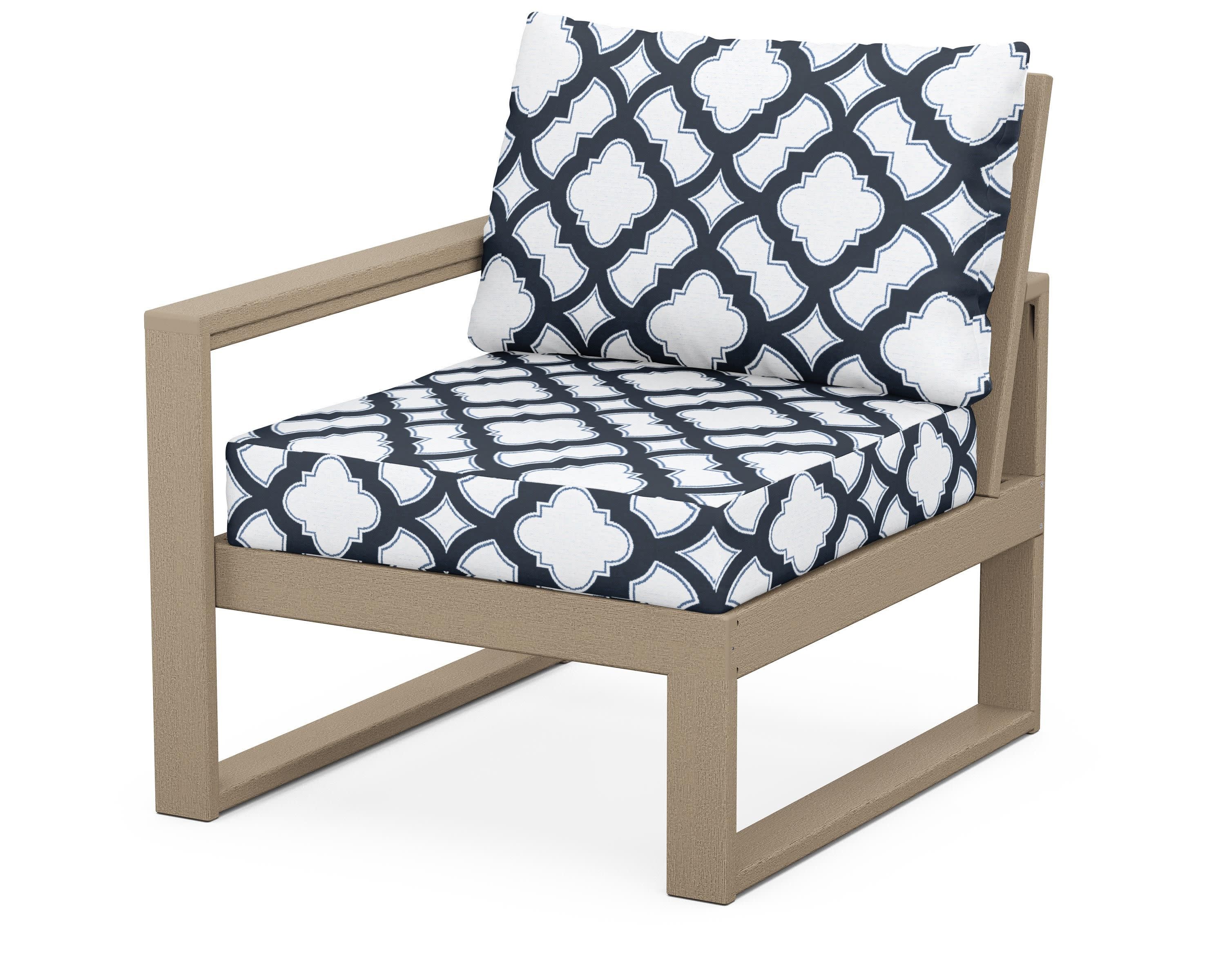 EDGE Modular Left Arm Chair in Vintage Sahara / Trellis Marine Indigo
