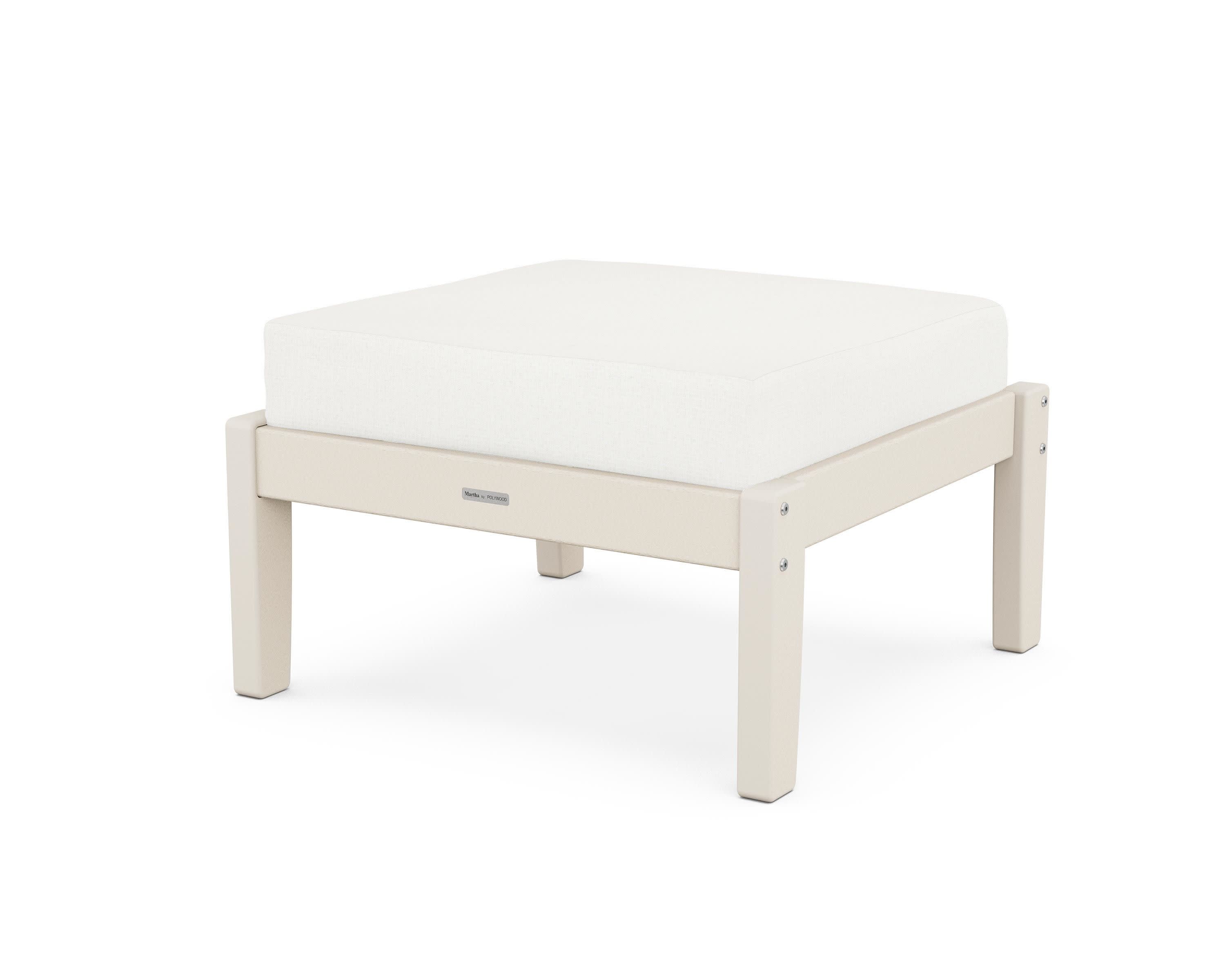 Chinoiserie Deep Seating Ottoman in Sand / Natural Linen