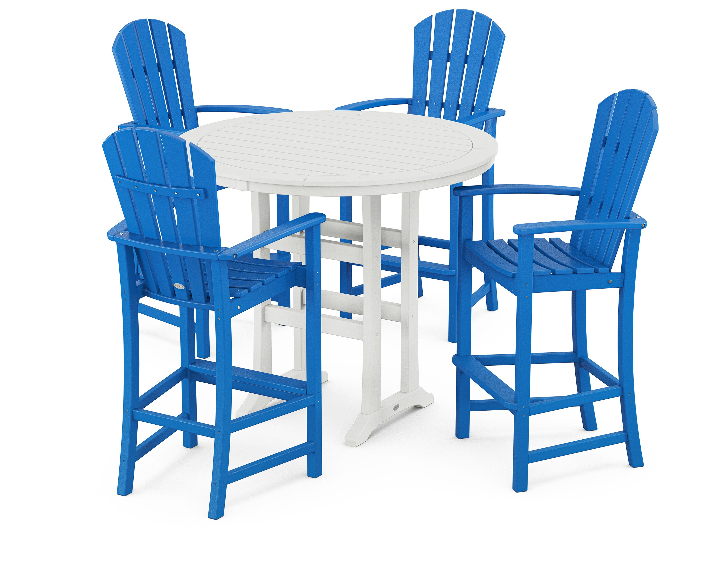 Palm Coast 5-Piece Round Bar Set in Pacific Blue / White