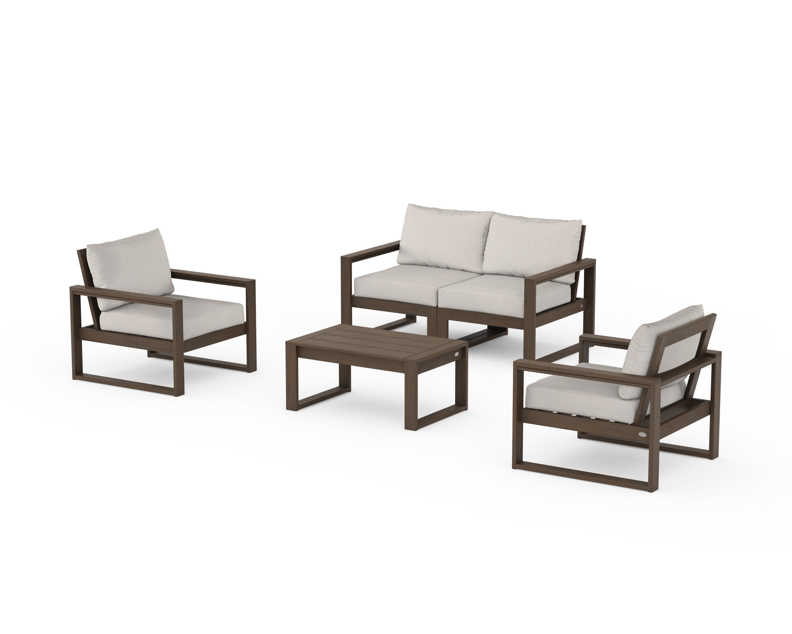 EDGE Sectional 4-Piece Deep Seating Set with Loveseat in Kona / Cast Ash