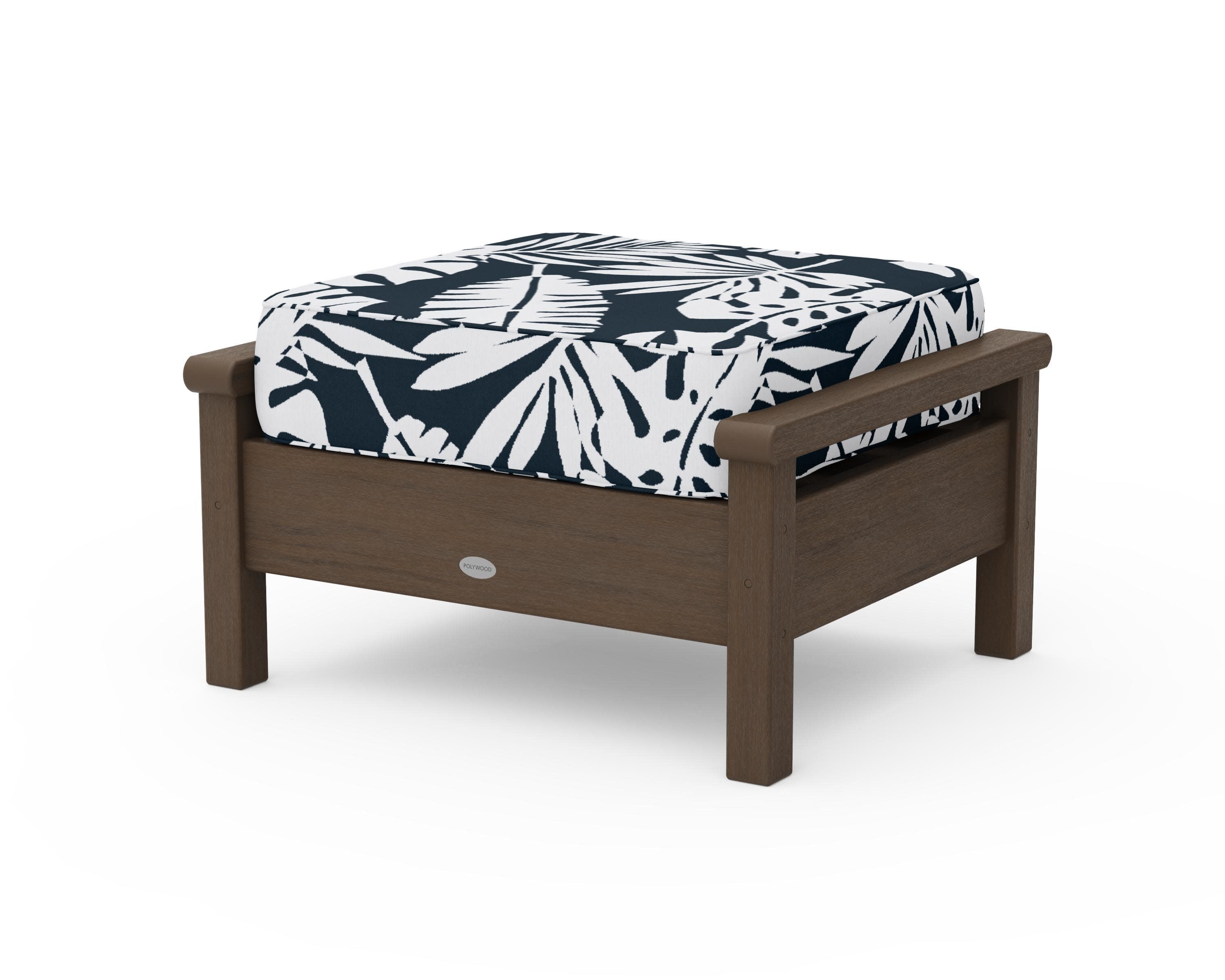 Harbour Deep Seating Ottoman in Kona / Leaf Marine Indigo