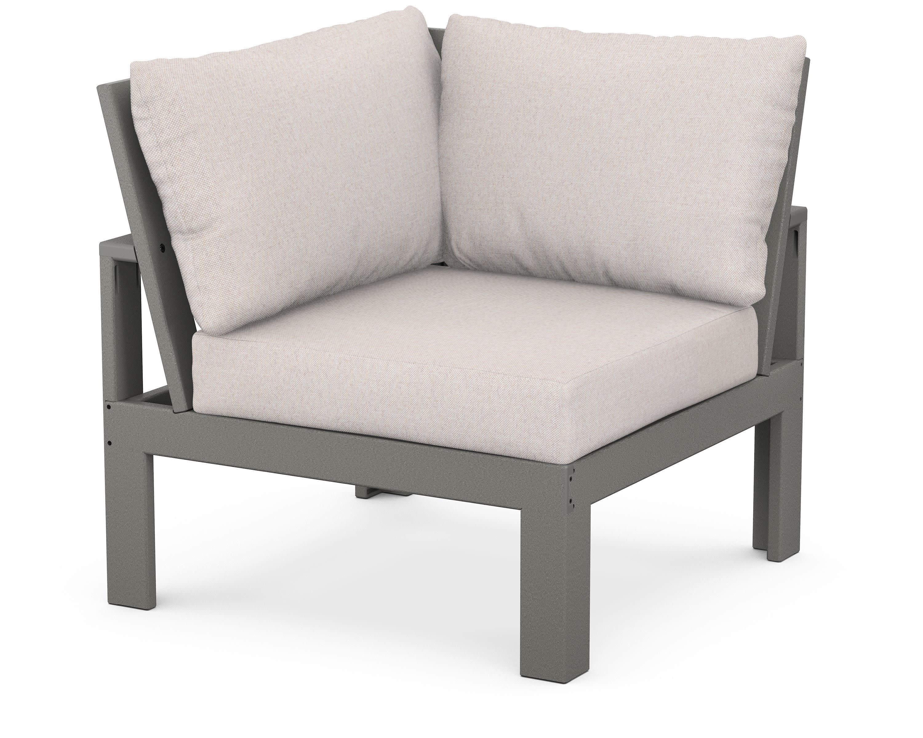 Modular Corner Chair in Slate Grey / Dune Burlap
