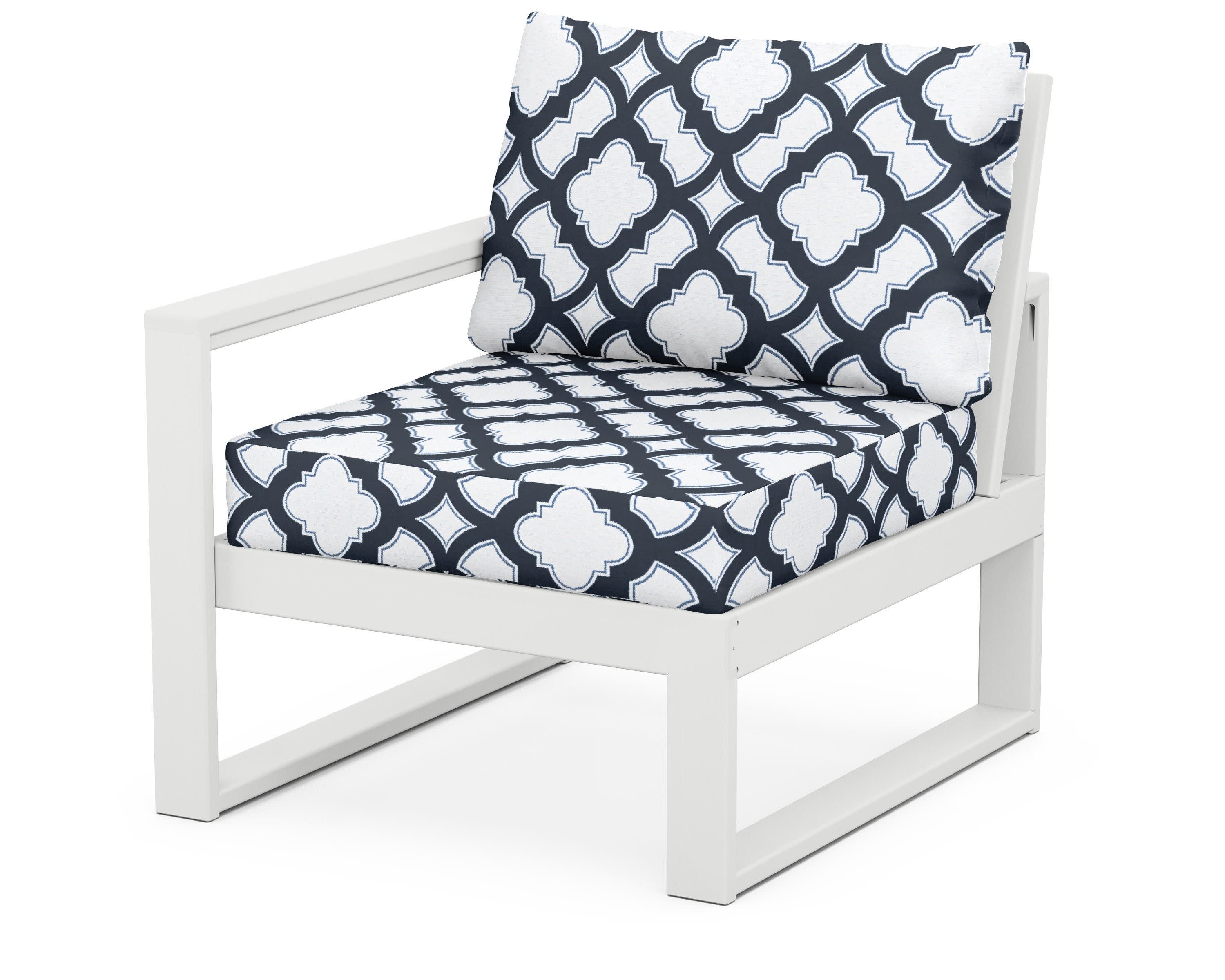 EDGE Modular Left Arm Chair in White / Trellis Marine Indigo