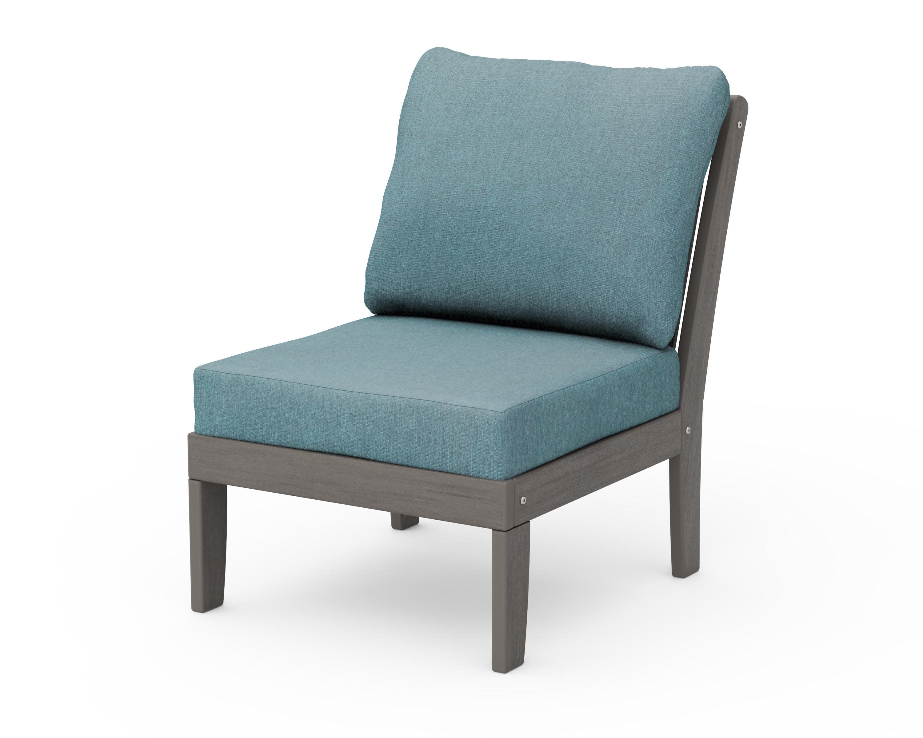 Braxton Modular Armless Chair in Driftwood / Ocean Teal