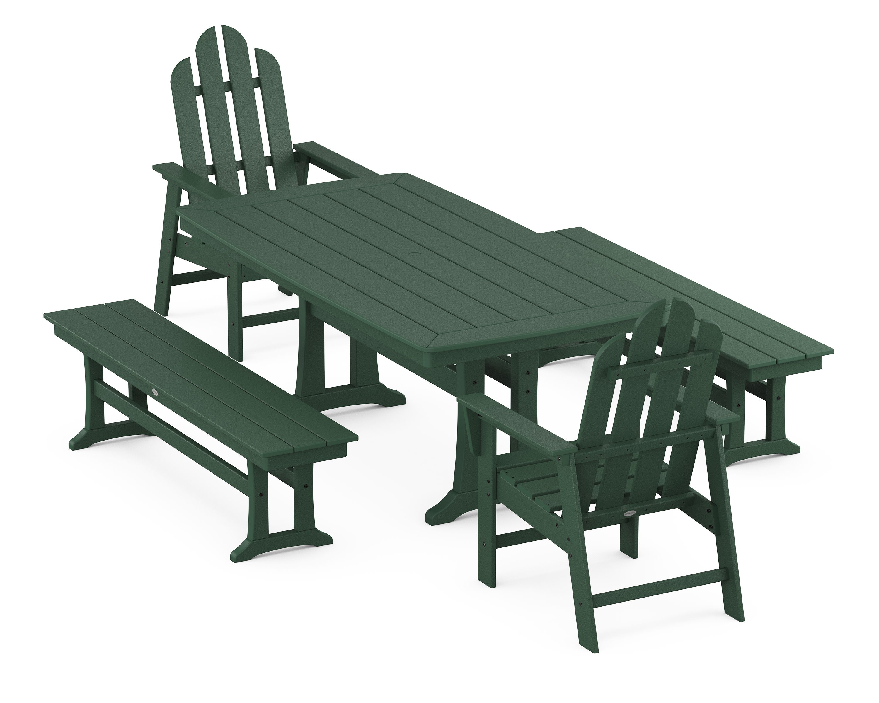 Long Island 5-Piece Dining Set with Trestle Legs in Green