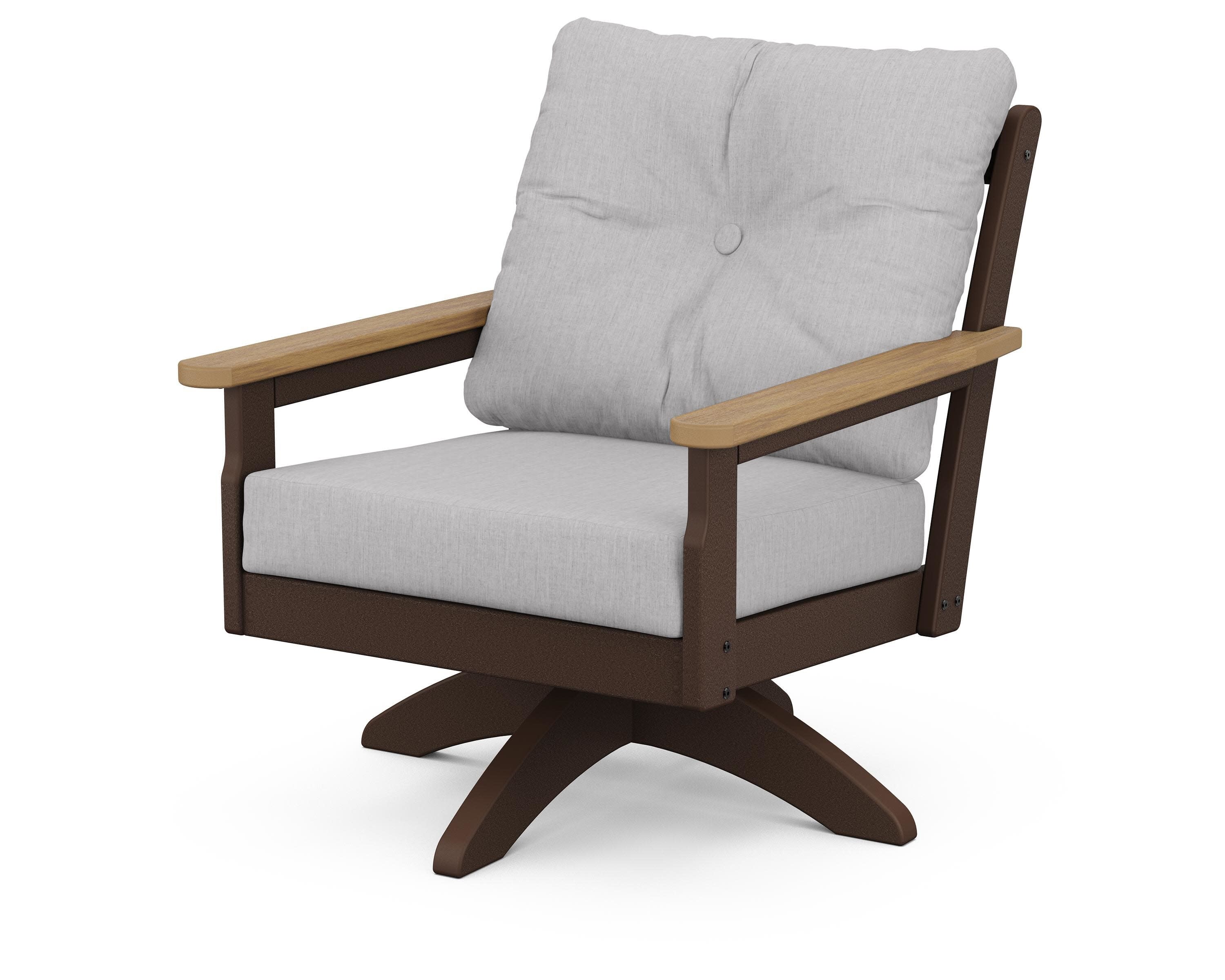 Vineyard Deep Seating Swivel Chair in Mahogany / Natural / Granite
