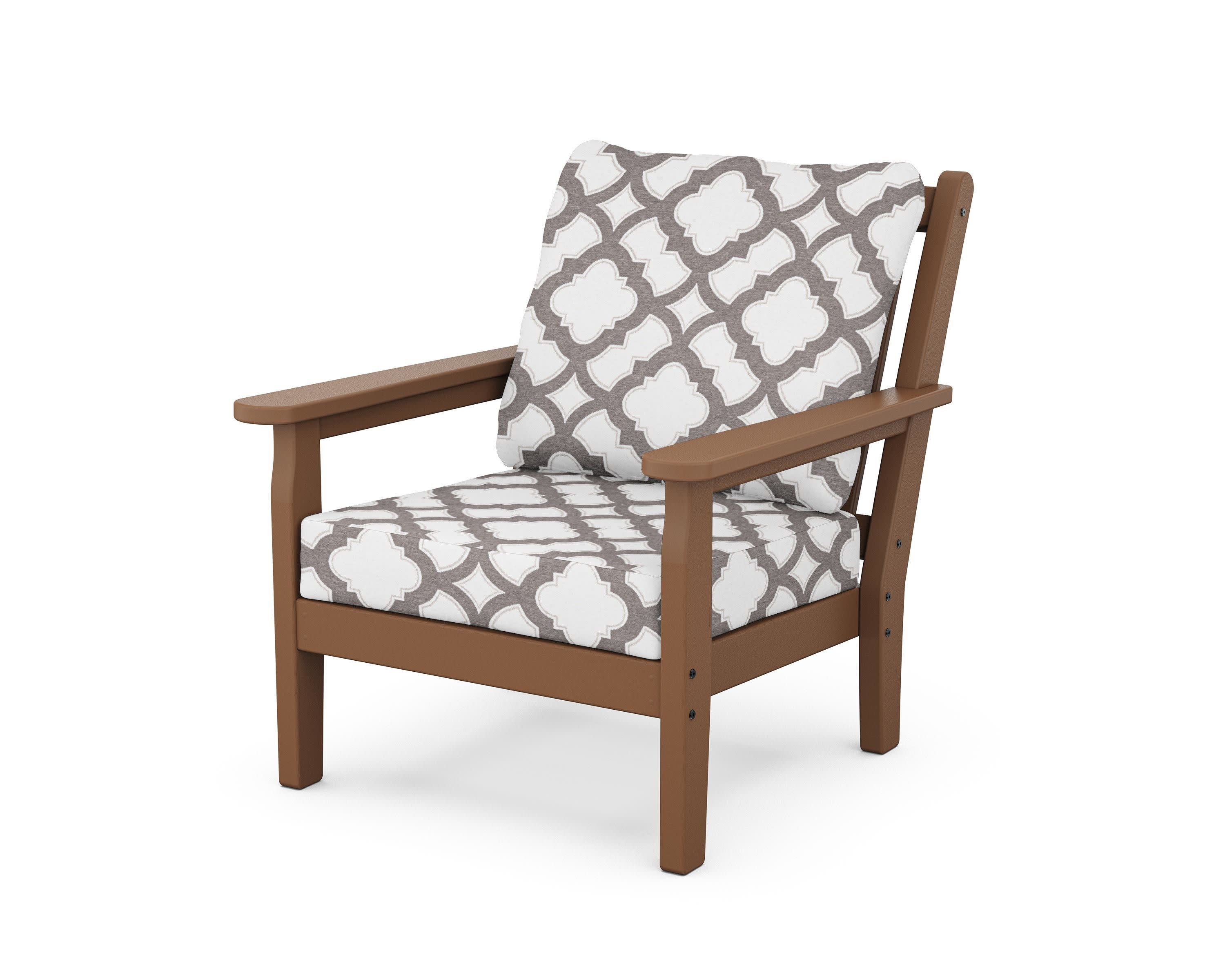 Chippendale Deep Seating Chair in Teak / Trellis Grey Mist