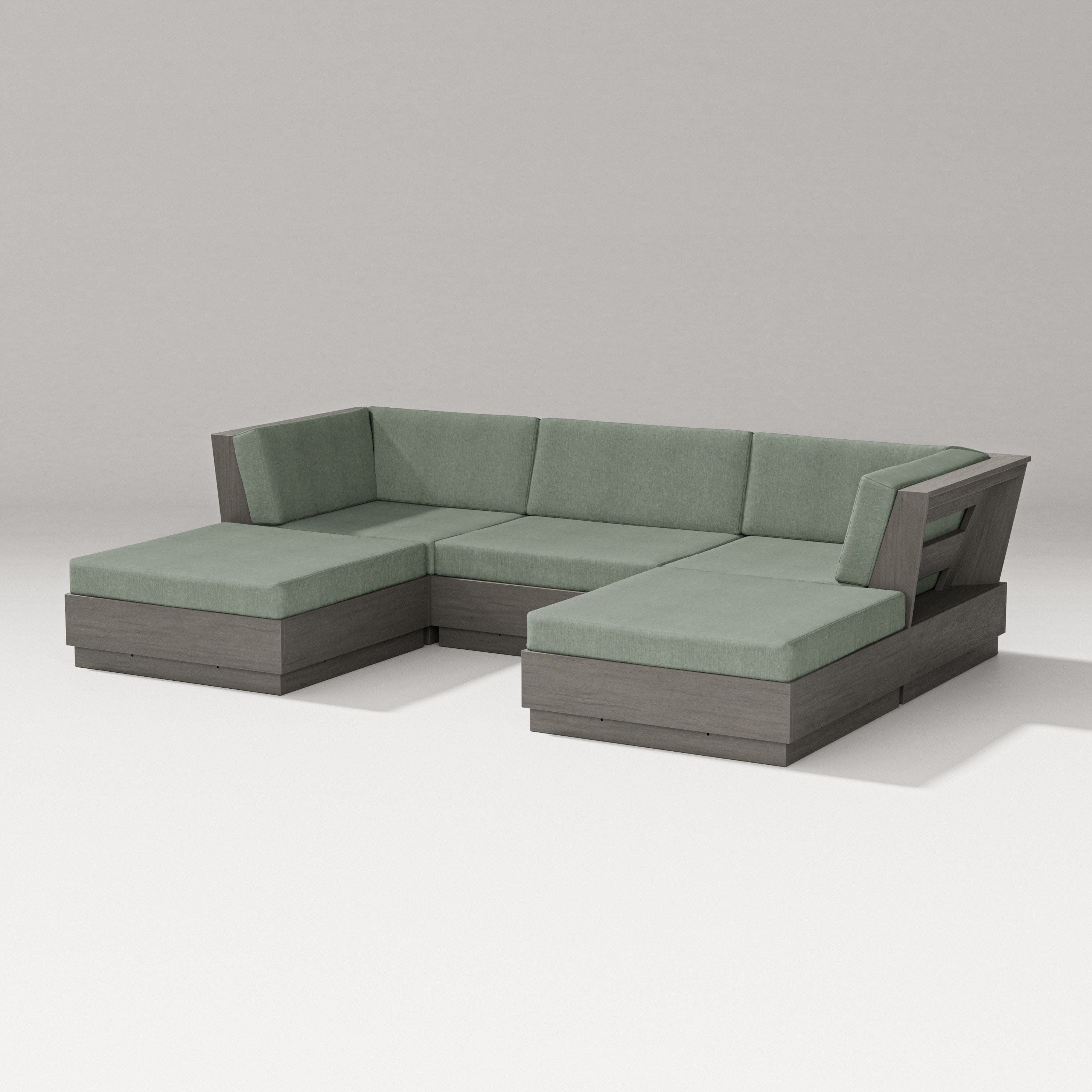 Elevate Double Chaise Sectional in Driftwood / Cast Sage